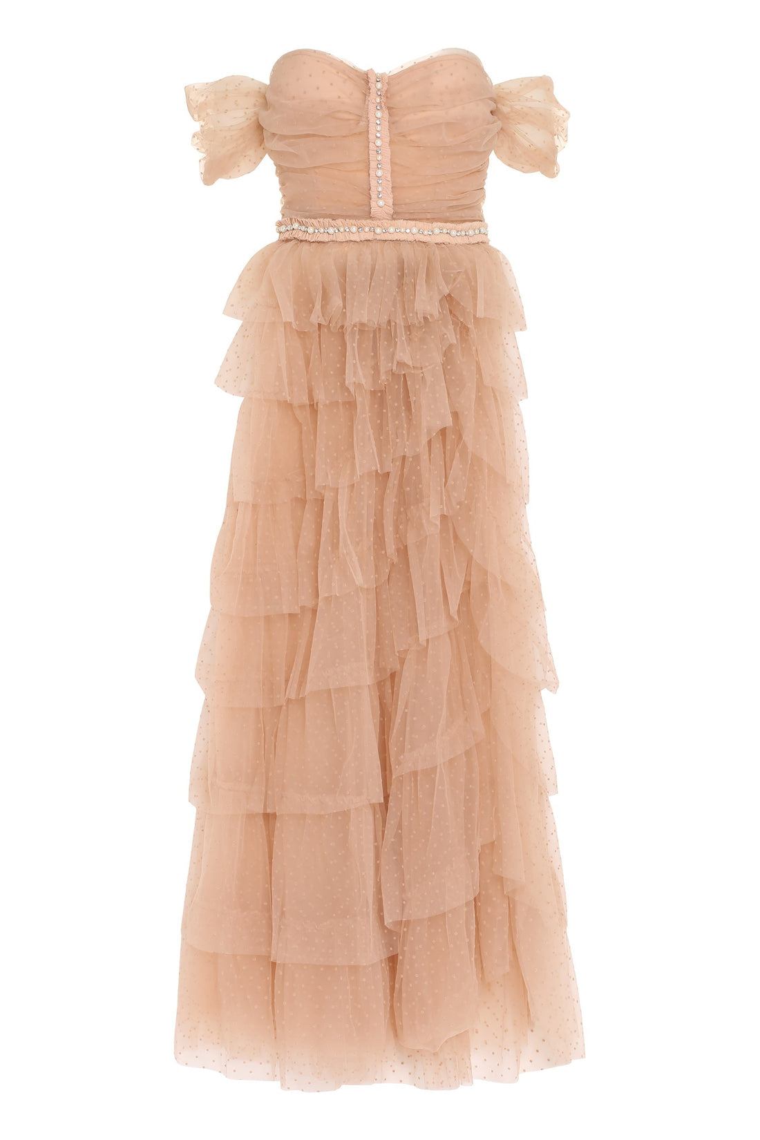 Elisabetta Franchi-OUTLET-SALE-Ruffled skirt tulle dress-ARCHIVIST