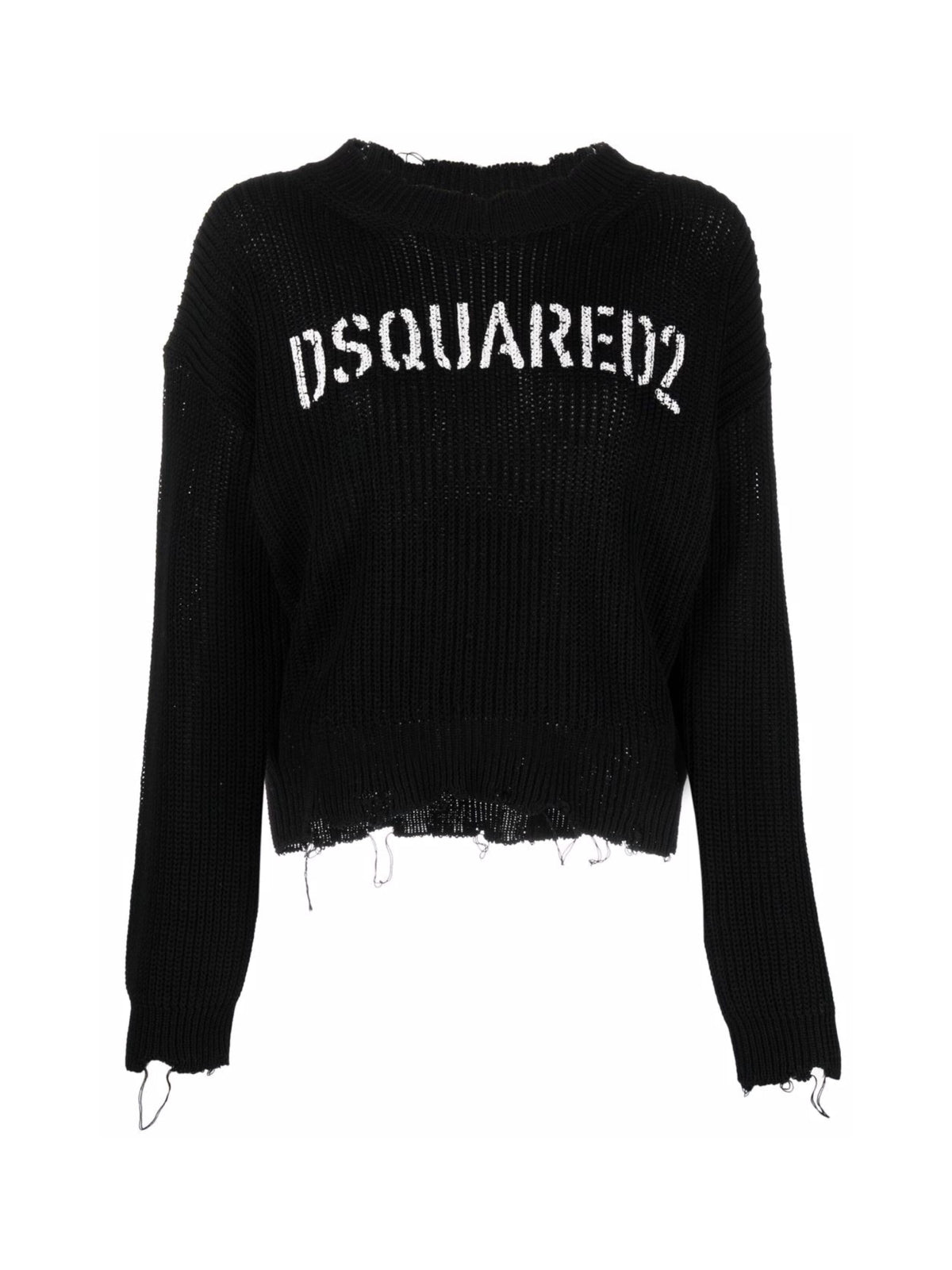 Dsquared2-OUTLET-SALE-Logo Printed Distressed Sweater-ARCHIVIST