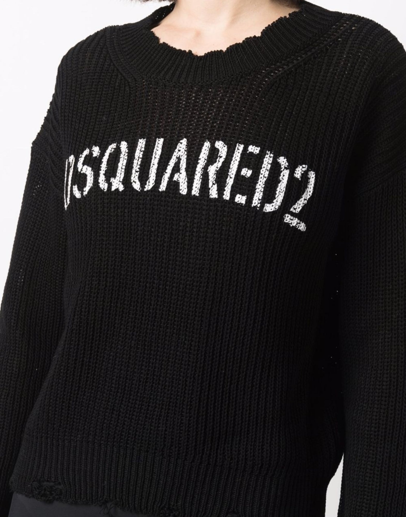 Dsquared2-OUTLET-SALE-Logo Printed Distressed Sweater-ARCHIVIST