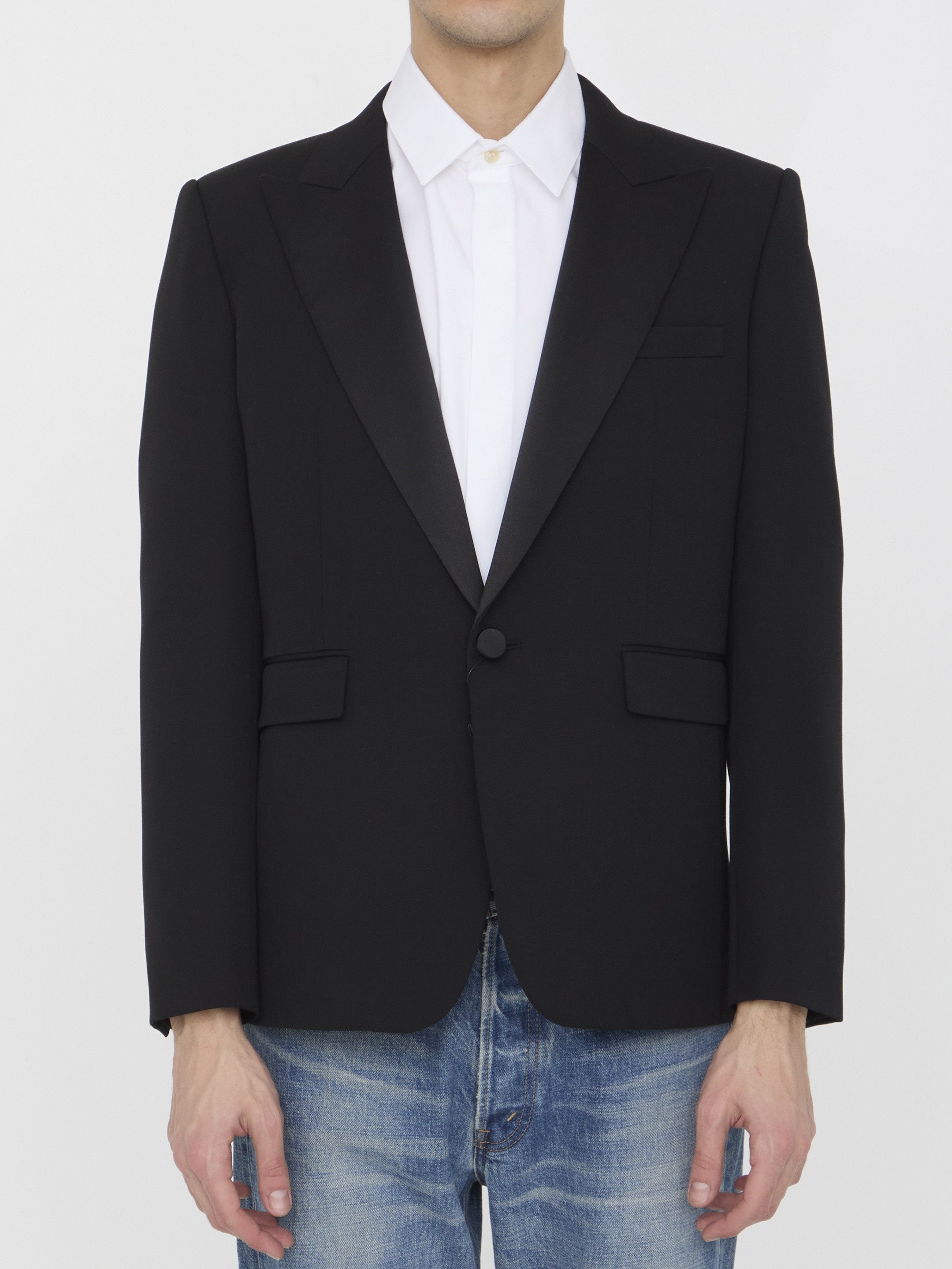 Tuxedo jacket in grain de poudre