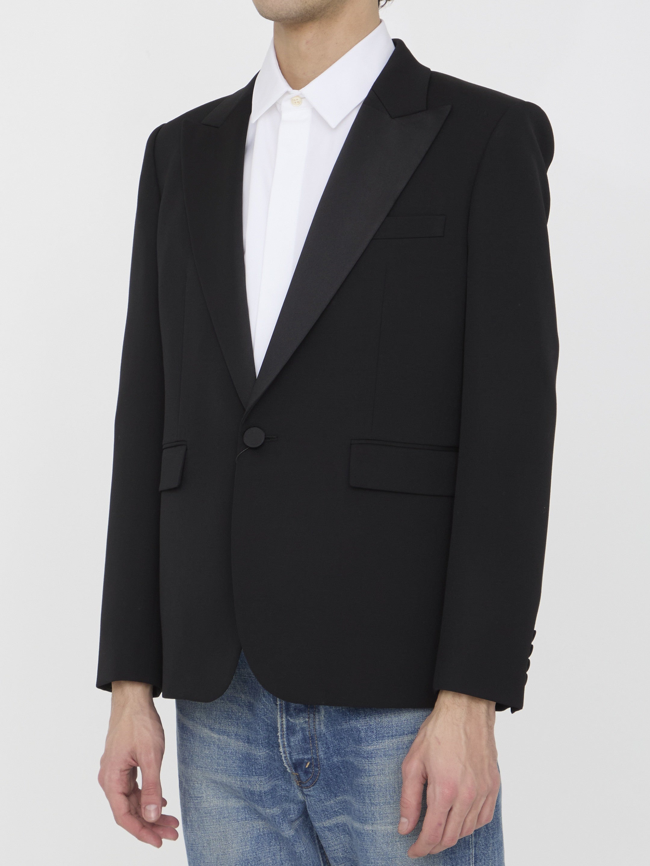 Tuxedo jacket in grain de poudre
