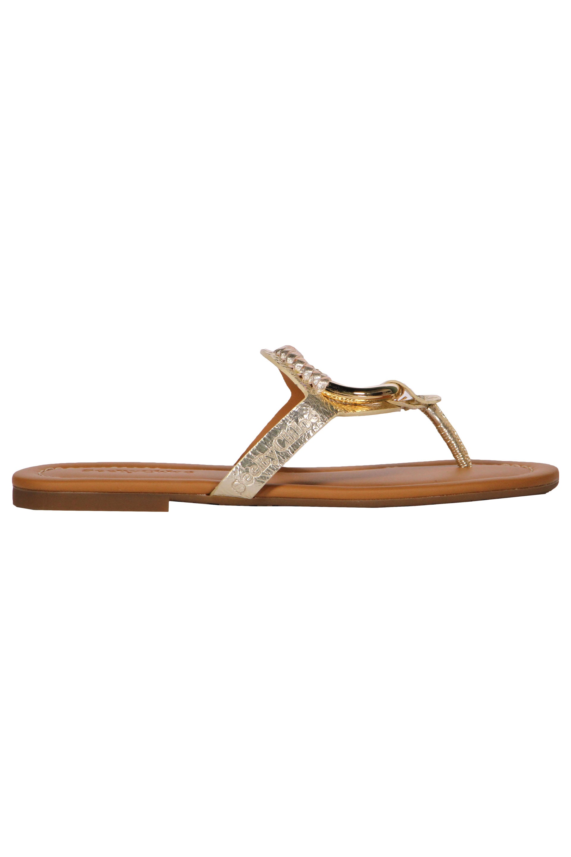 Metallic leather thong-sandals