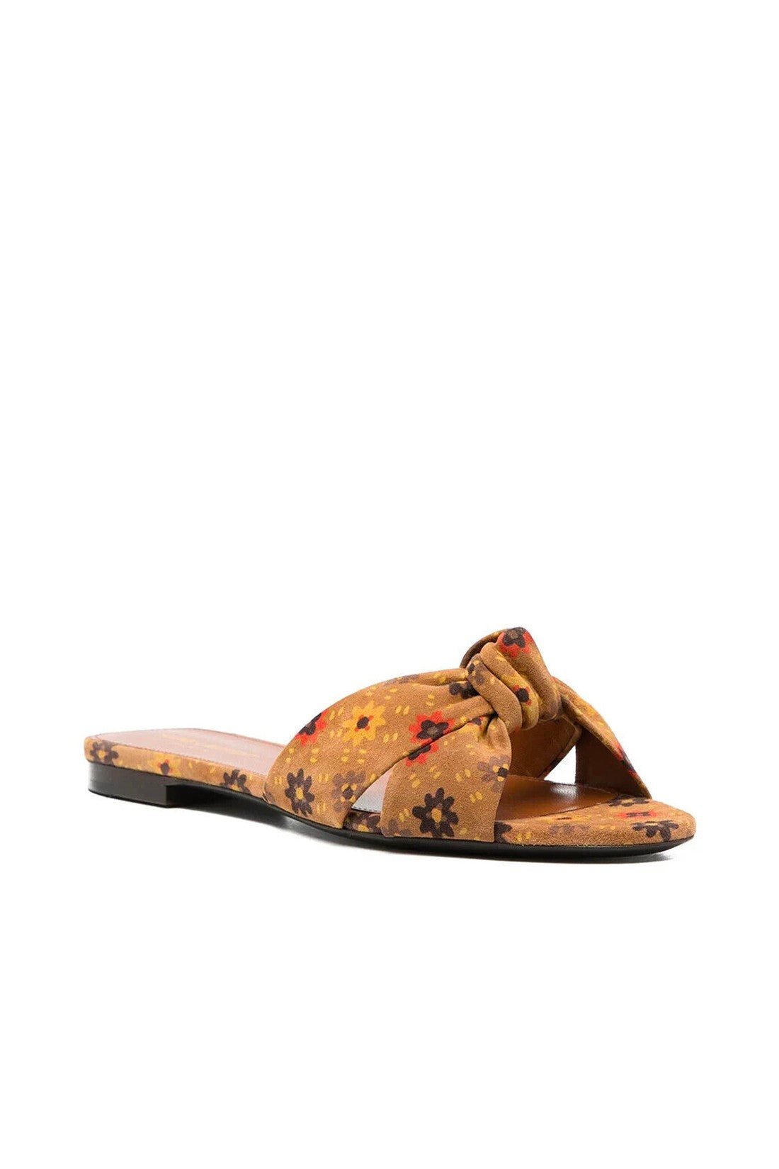 SAINT LAURENT-OUTLET-SALE-Saint Laurent Bianca Knotted Suede Slides-ARCHIVIST