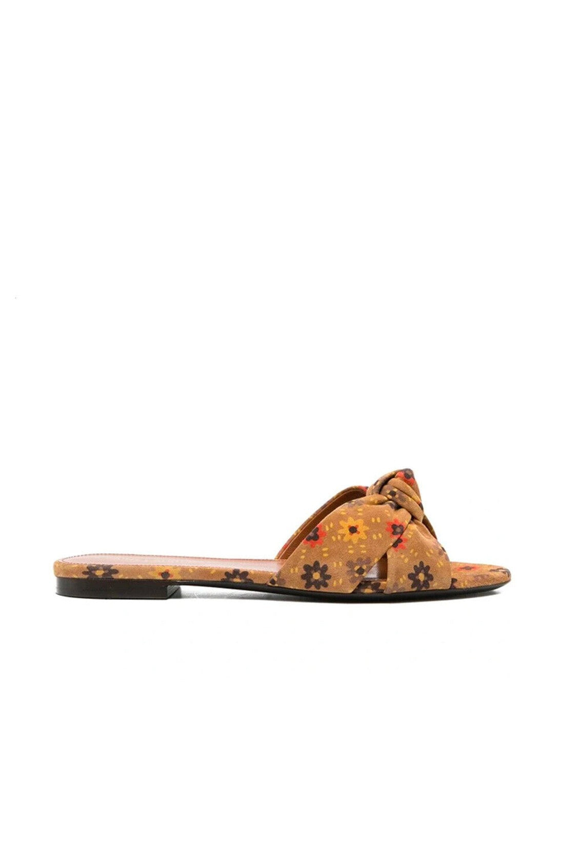 SAINT LAURENT-OUTLET-SALE-Saint Laurent Bianca Knotted Suede Slides-ARCHIVIST