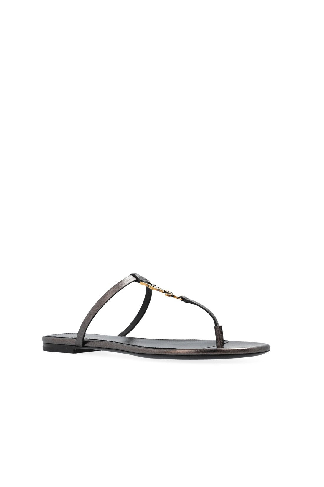 Saint Laurent-OUTLET-SALE-Saint Laurent Cassandra Leather Flat Sandals-ARCHIVIST