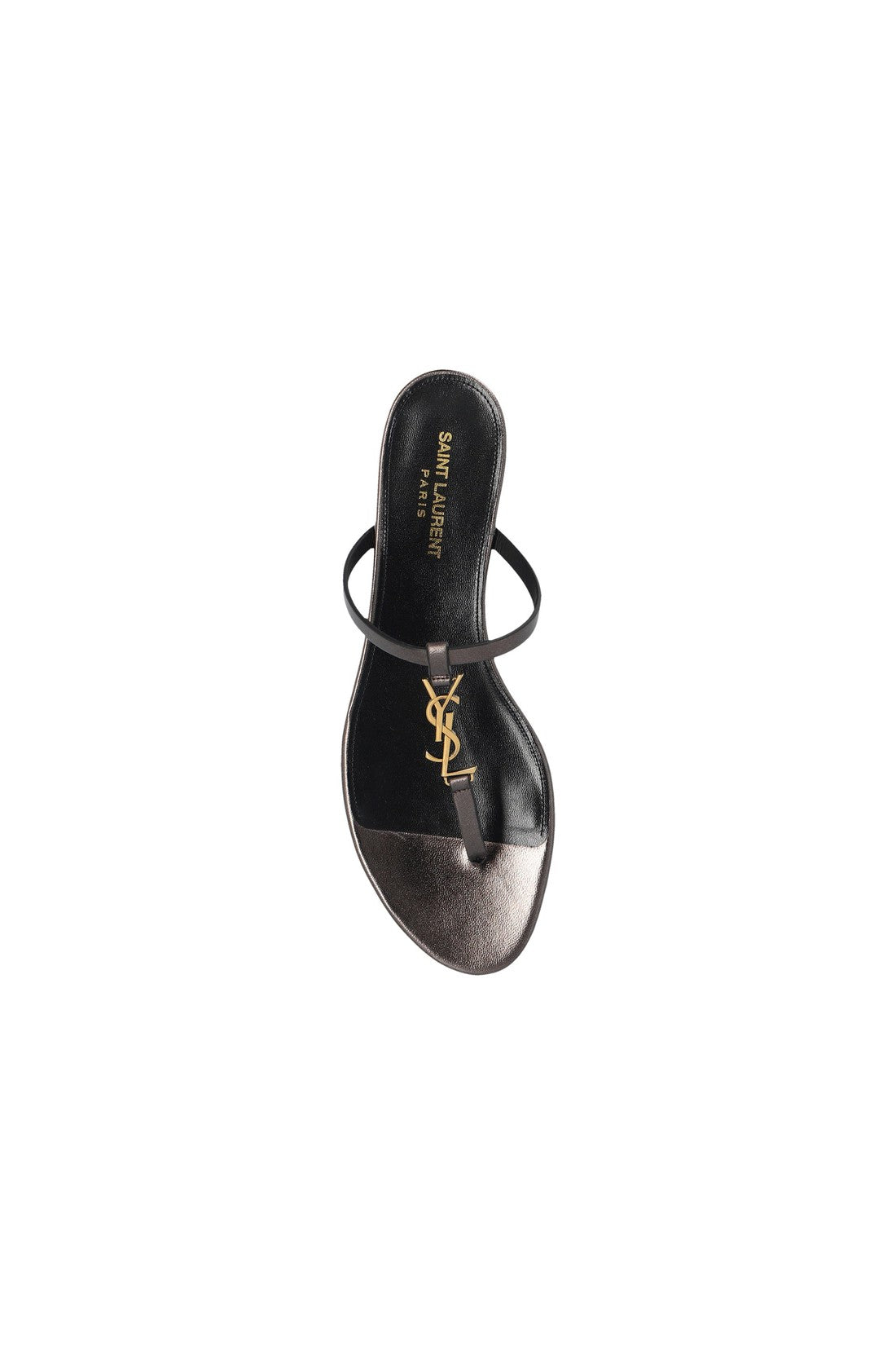 Saint Laurent-OUTLET-SALE-Saint Laurent Cassandra Leather Flat Sandals-ARCHIVIST