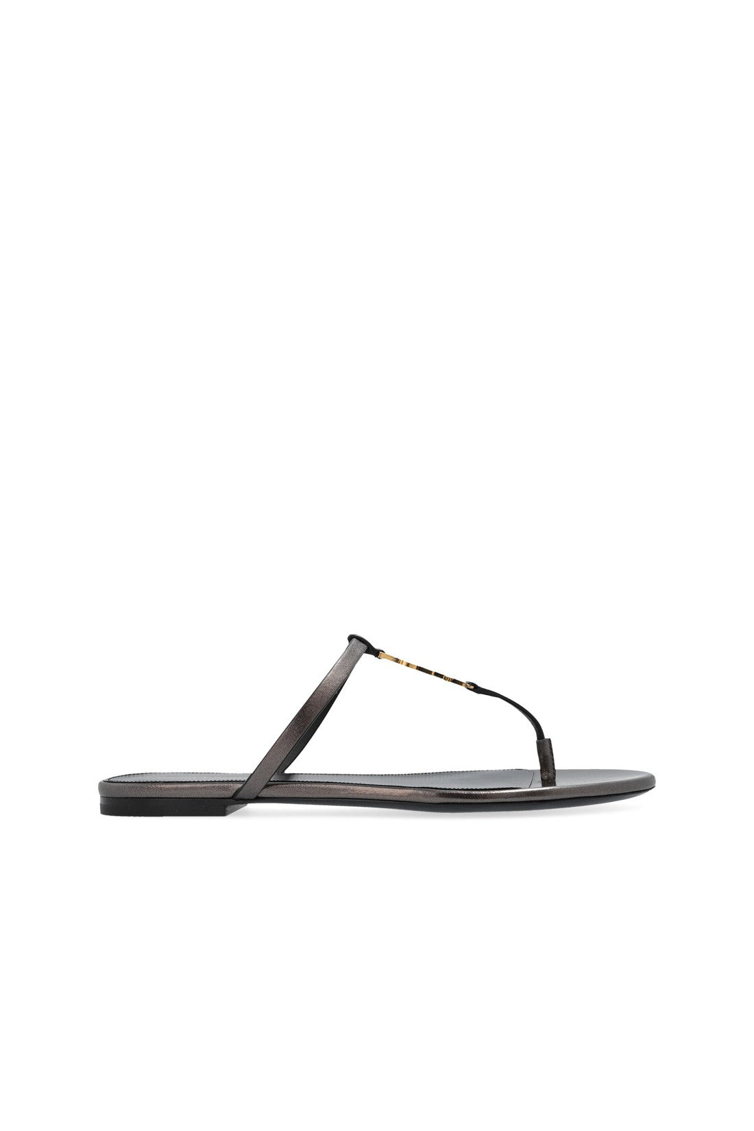 Saint Laurent-OUTLET-SALE-Saint Laurent Cassandra Leather Flat Sandals-ARCHIVIST