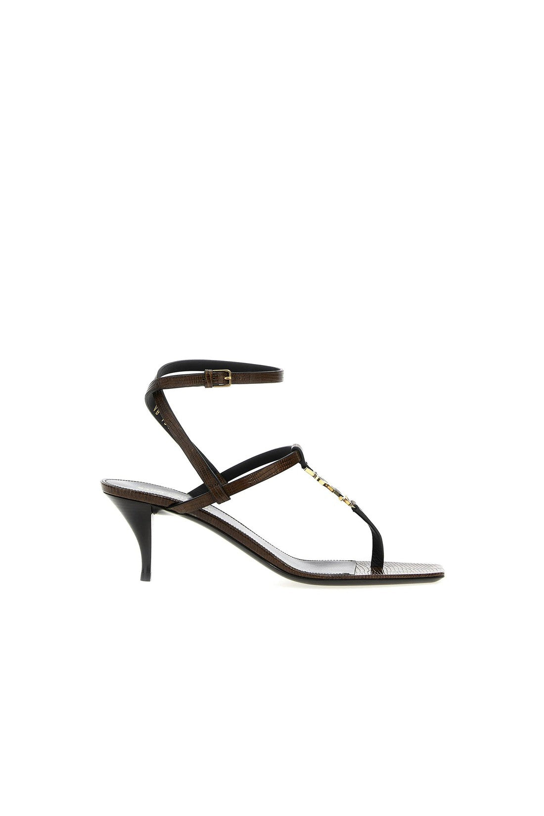 SAINT LAURENT-OUTLET-SALE-Saint Laurent Cassandra Leather Flip-Flop Sandals-ARCHIVIST