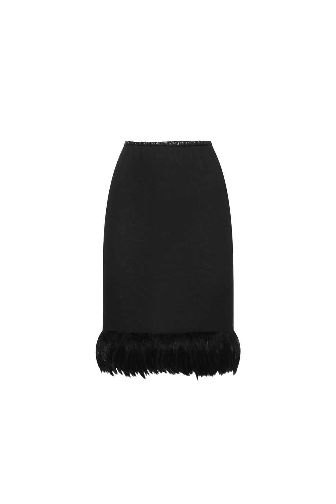 SAINT LAURENT-OUTLET-SALE-Saint Laurent Feathers Trim Silk Skirt-ARCHIVIST