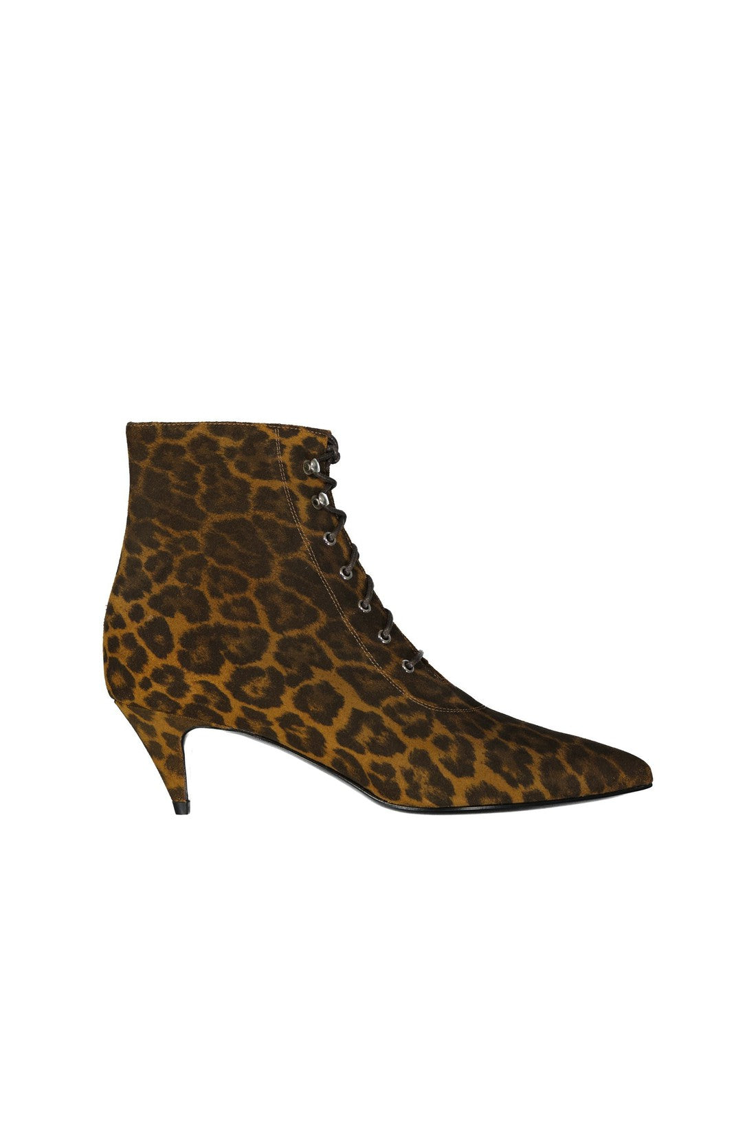 Saint Laurent-OUTLET-SALE-Saint Laurent Kiki Lace-Up Leopard-Print Ankle Boots-ARCHIVIST