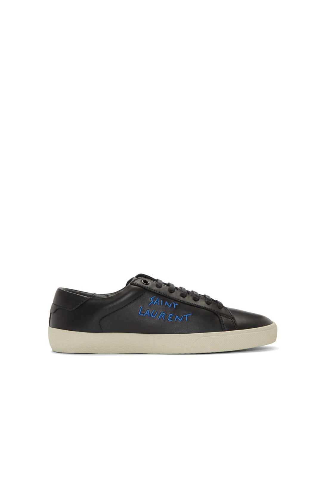 Saint Laurent-OUTLET-SALE-Saint Laurent Leather Embroidered Accent Sneakers-ARCHIVIST