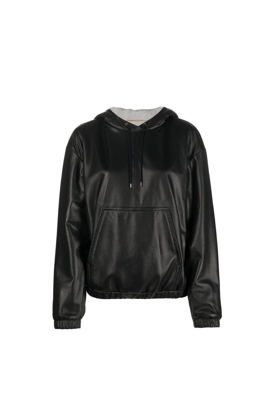 SAINT LAURENT-OUTLET-SALE-Saint Laurent Leather Hoodded Top-ARCHIVIST