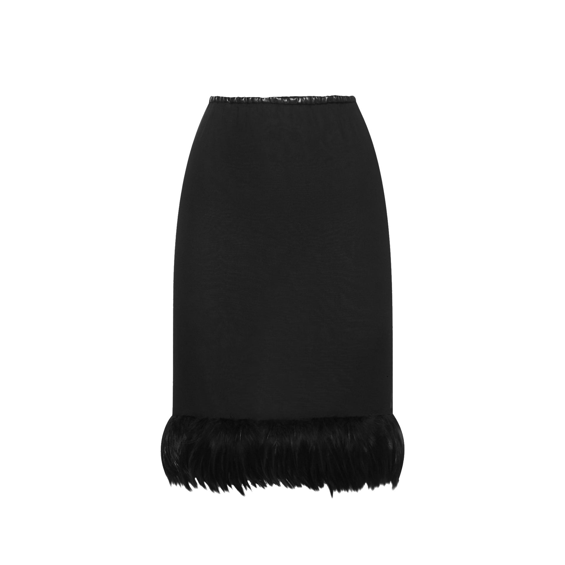 Saint Laurent Feathers Trim Silk Skirt-Saint Laurent-Sale