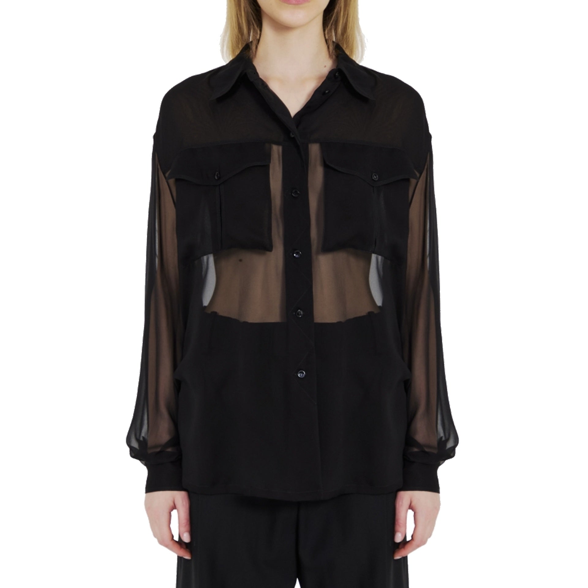 Saint Laurent Silk Crepe Muslin Shirt-Saint Laurent-Sale