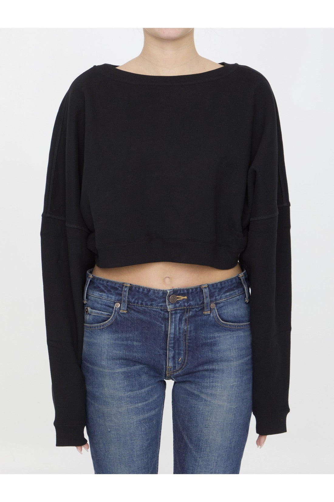 SAINT LAURENT-OUTLET-SALE-Saint Laurent cropped sweatshirt-ARCHIVIST