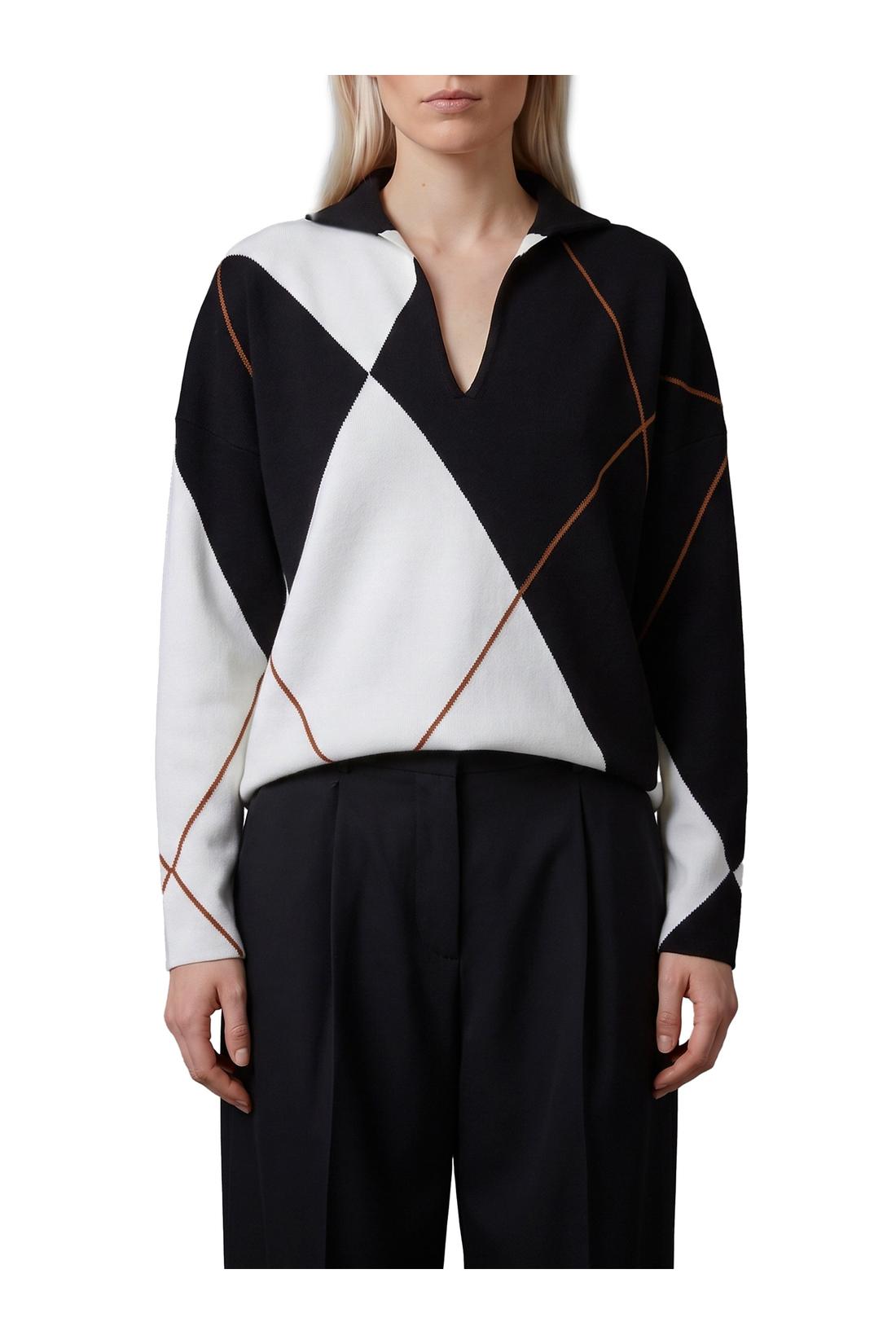 Max Mara-OUTLET-SALE-Sala soft sweater in Argyle wool yarn-ARCHIVIST