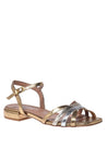 Sandal in silver and gold laminated nappa leather