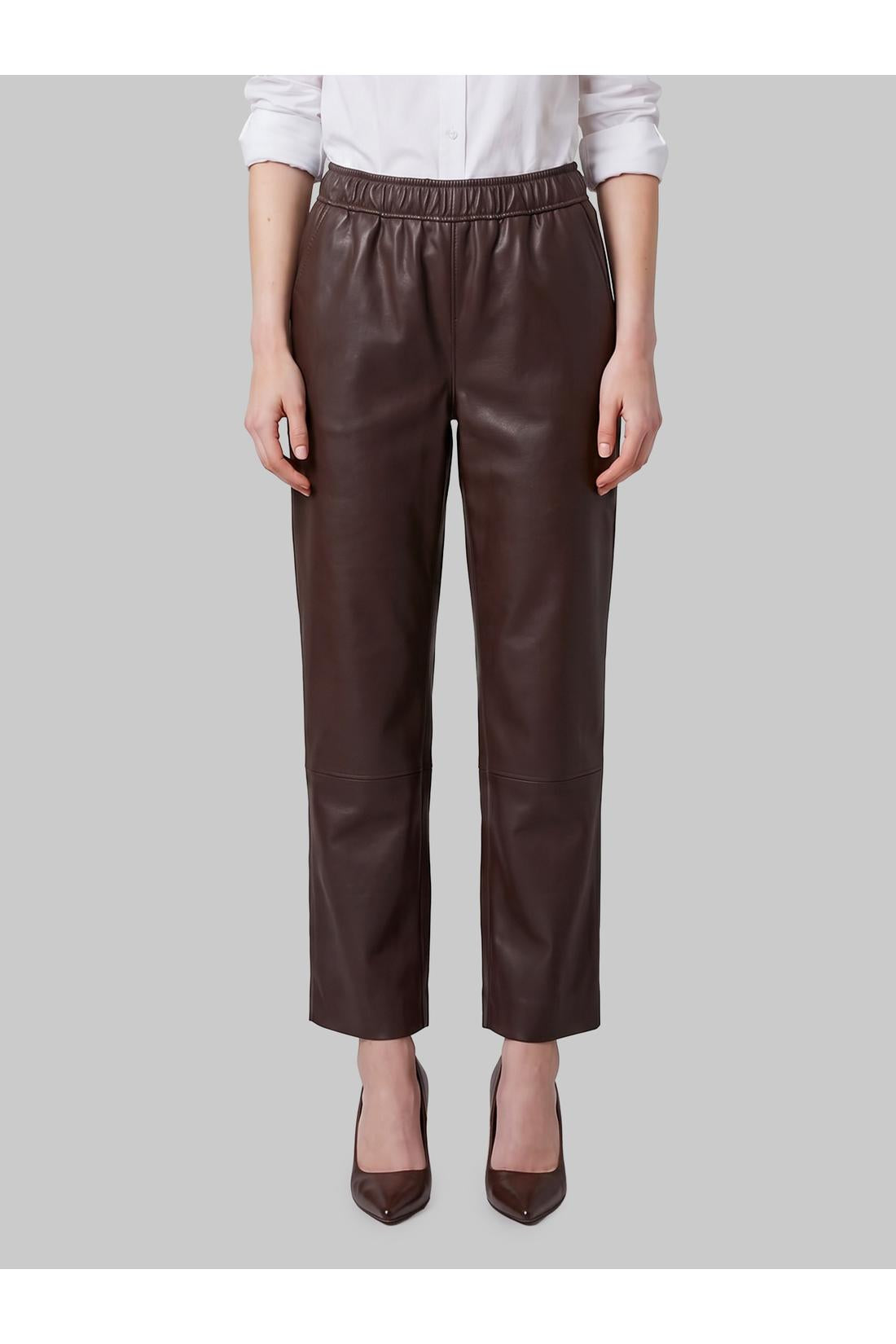 Pariente-OUTLET-SALE-Sarah brown leather pants-ARCHIVIST