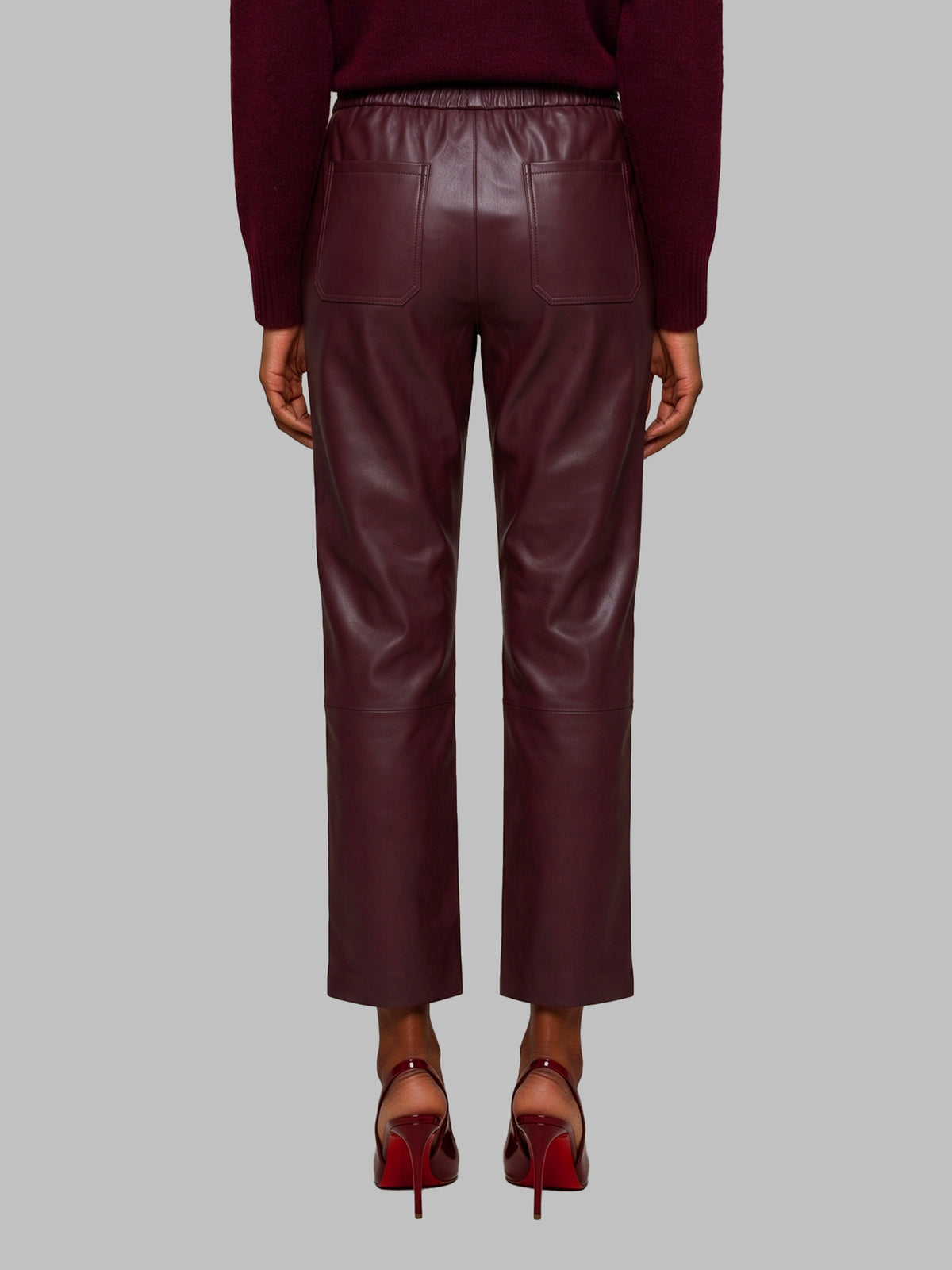 Pariente-OUTLET-SALE-Sarah wine leather pants-ARCHIVIST