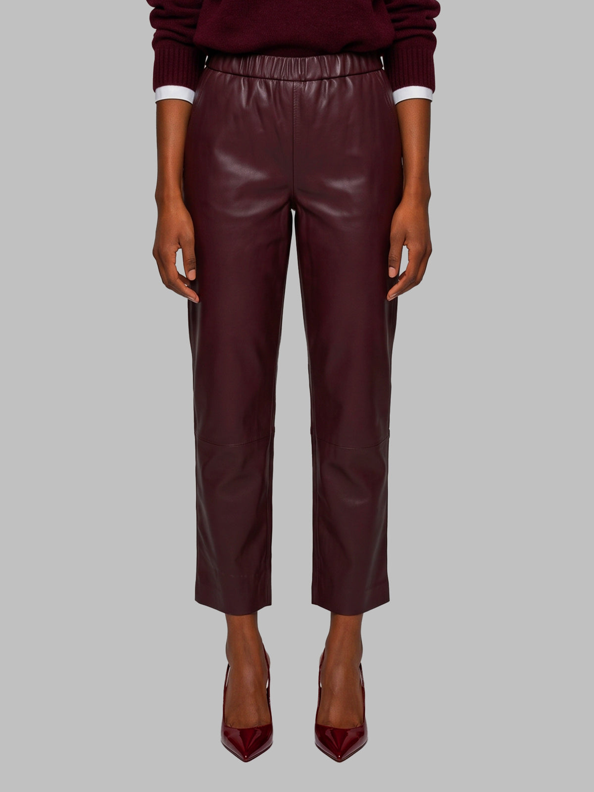 Pariente-OUTLET-SALE-Sarah wine leather pants-ARCHIVIST