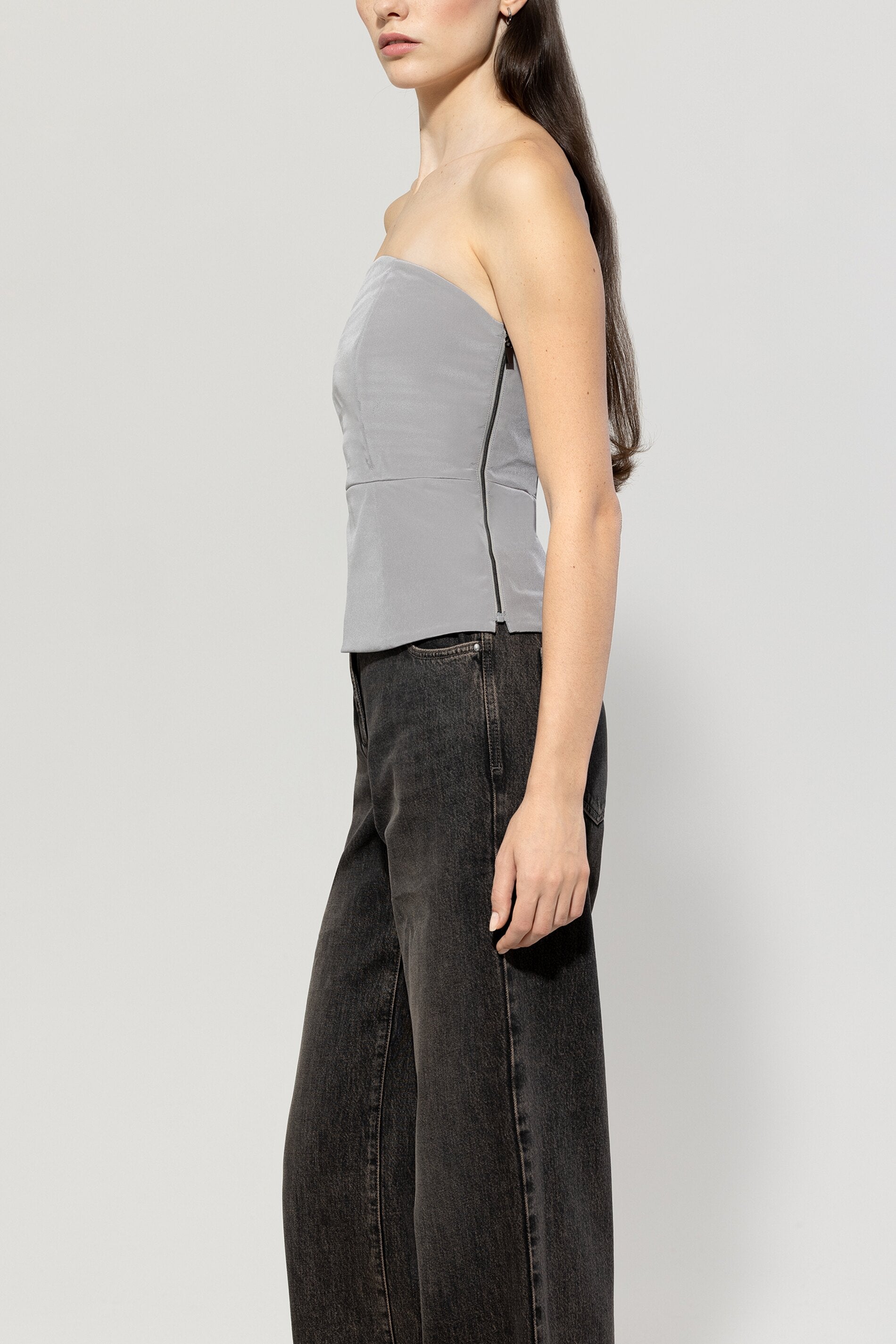 Luisa Cerano-Satin-Corsage-Hemden & Blusen-Black-Deal-Outlet-by-ARCHIVIST