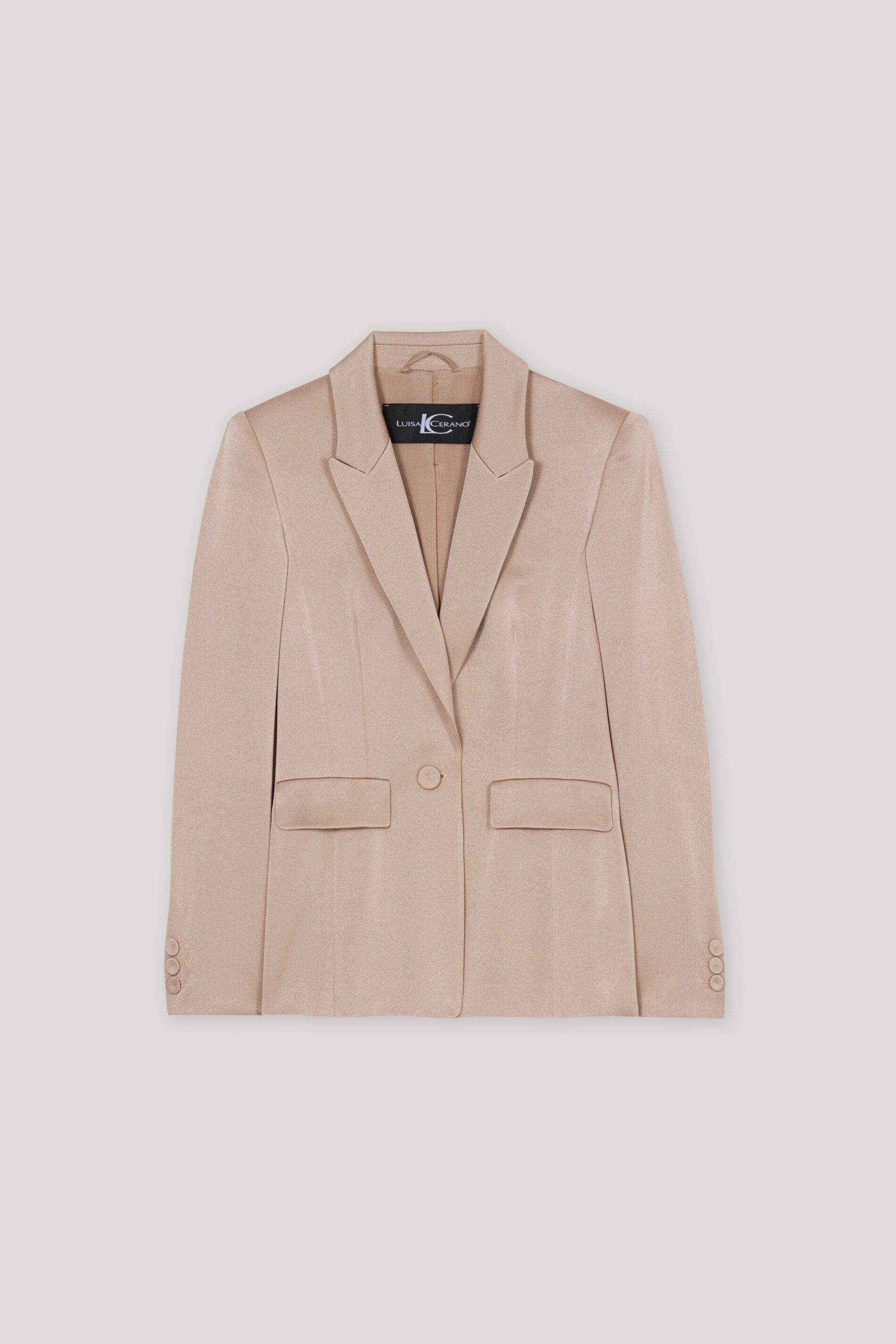 Luisa Cerano-Satin-Einknopf-Blazer-Jacken & Mäntel-Black-Deal-Outlet-by-ARCHIVIST