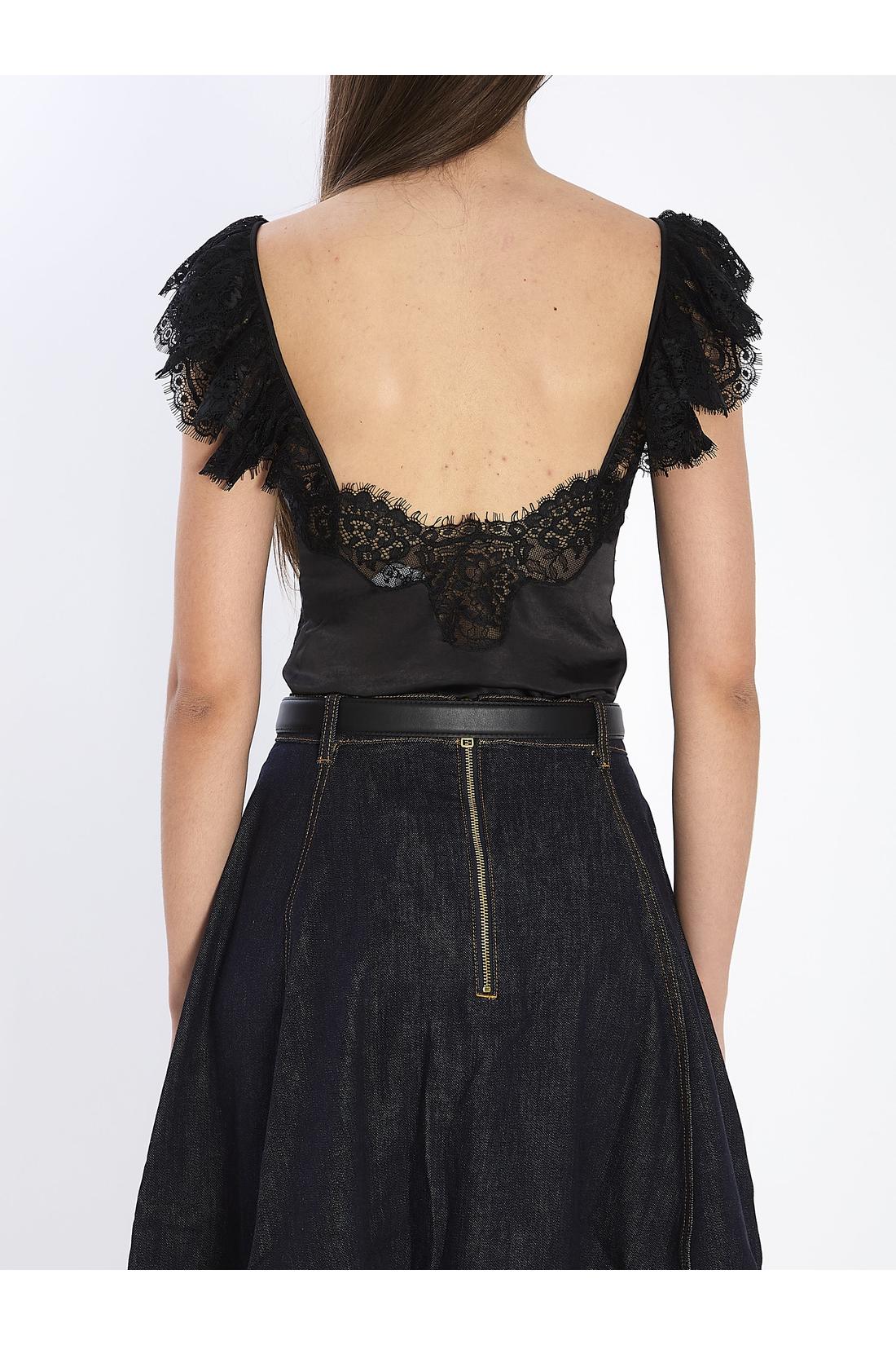 Self Portrait-OUTLET-SALE-Satin lace top-ARCHIVIST