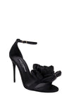 DOLCE & GABBANA-OUTLET-SALE-Satin sandals with floreal application-ARCHIVIST