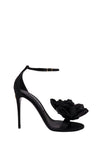 DOLCE & GABBANA-OUTLET-SALE-Satin sandals with floreal application-ARCHIVIST