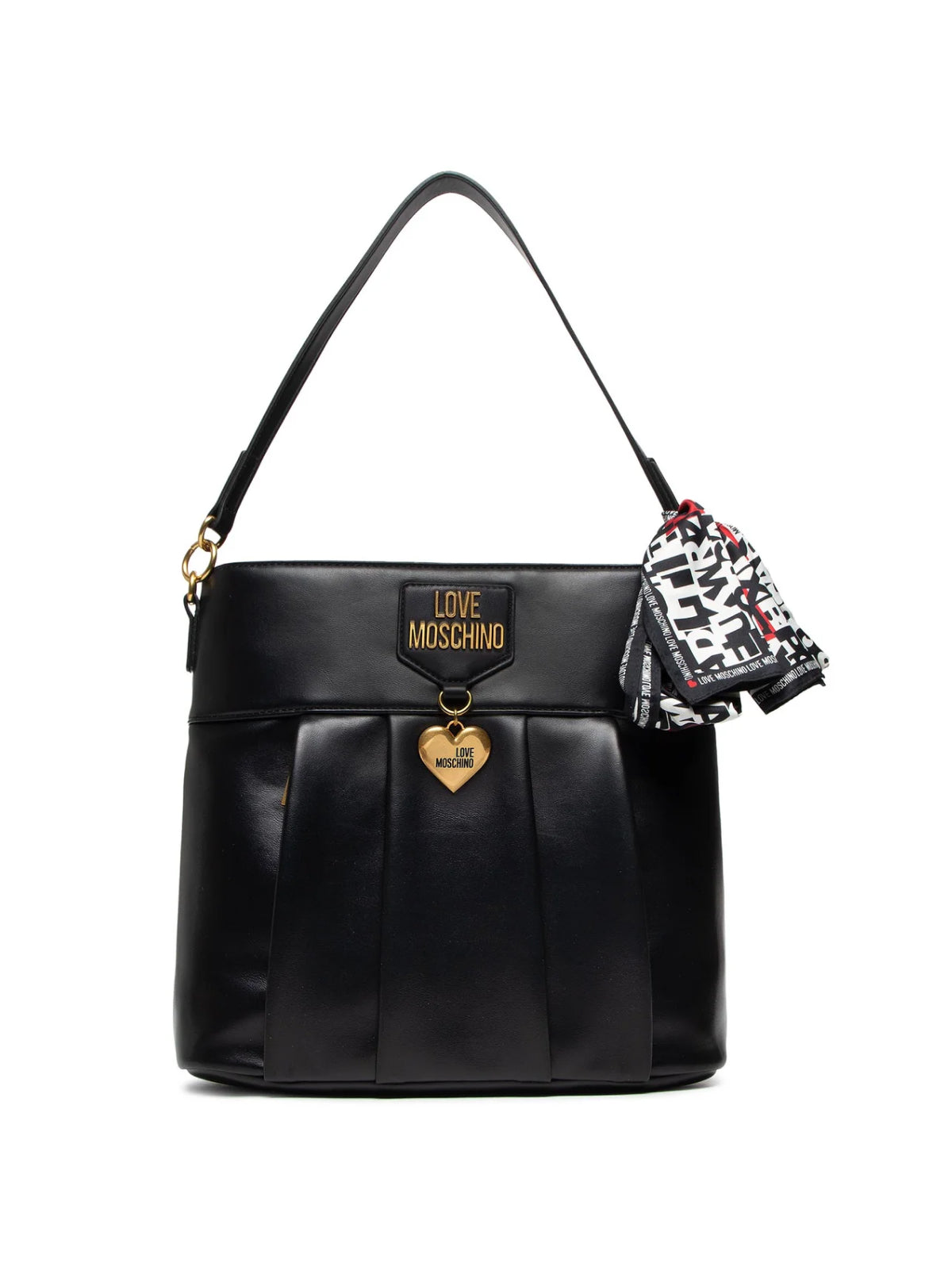 Moschino-OUTLET-SALE-Scarf Detail Soft Charm Logo Shoulder Bag-ARCHIVIST