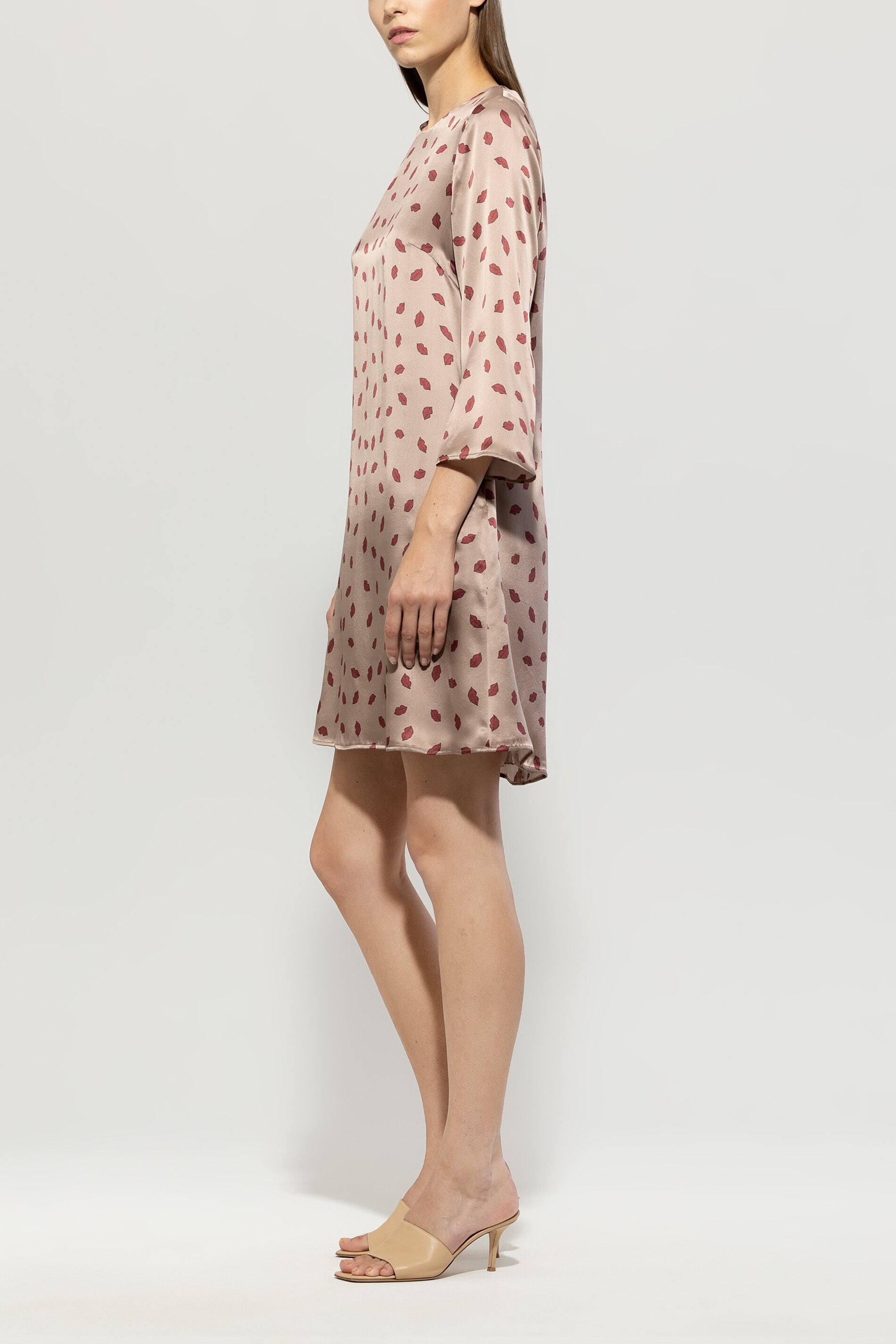 Luisa Cerano-Seidenkleid mit Lips-Print-Kleider & Röcke-Black-Deal-Outlet-by-ARCHIVIST