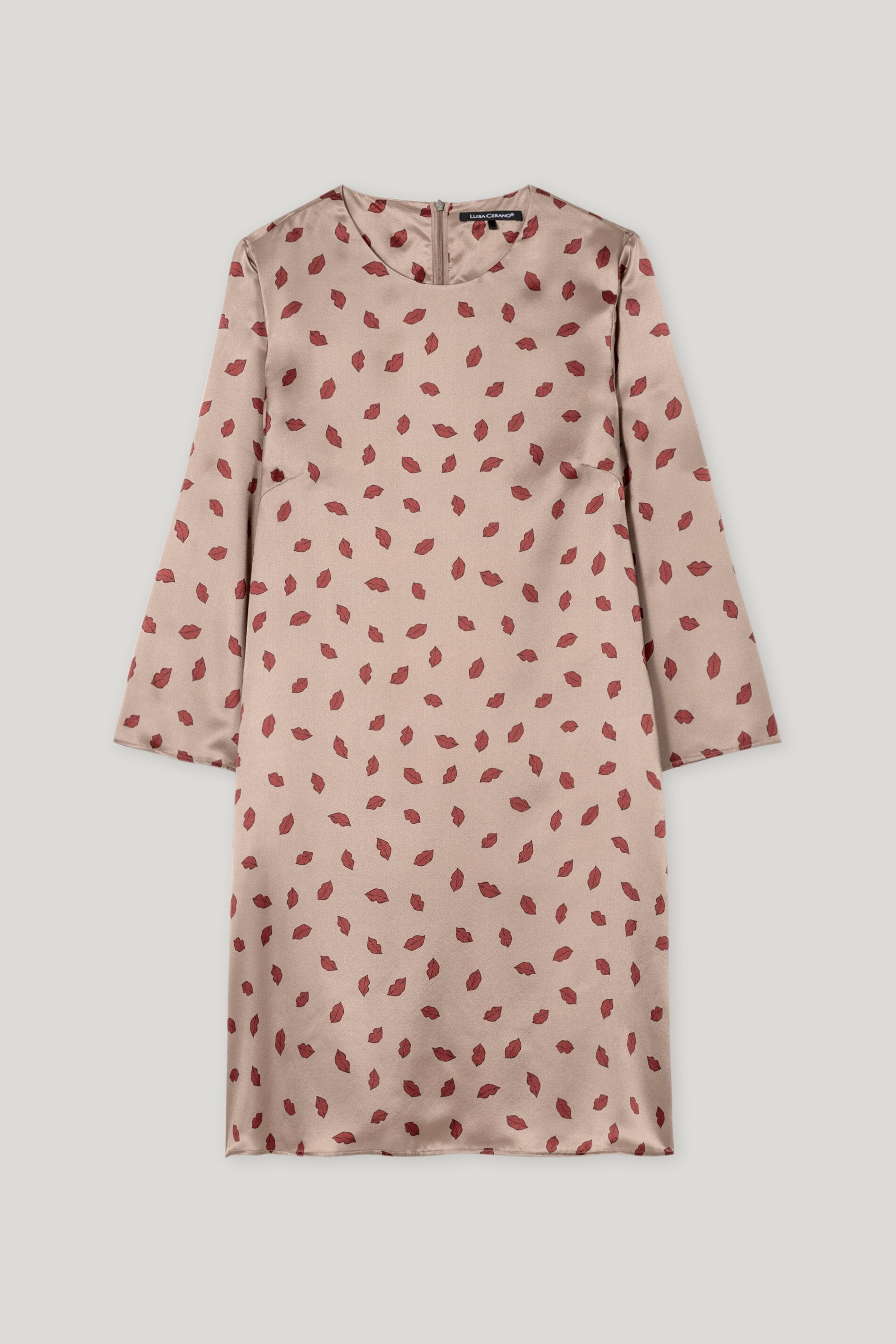 Luisa Cerano-Seidenkleid mit Lips-Print-Kleider & Röcke-Black-Deal-Outlet-by-ARCHIVIST