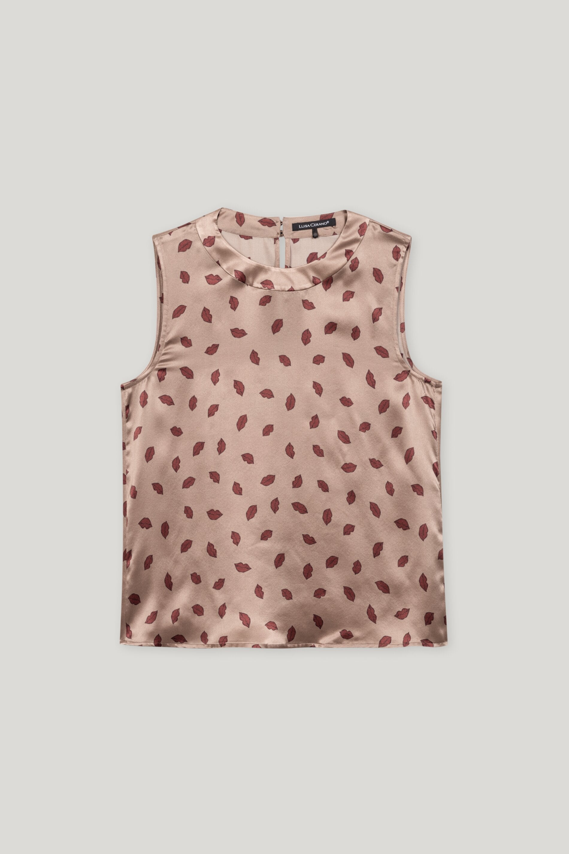 Luisa Cerano-Seidentop mit Lips-Print-Hemden & Blusen-Black-Deal-Outlet-by-ARCHIVIST