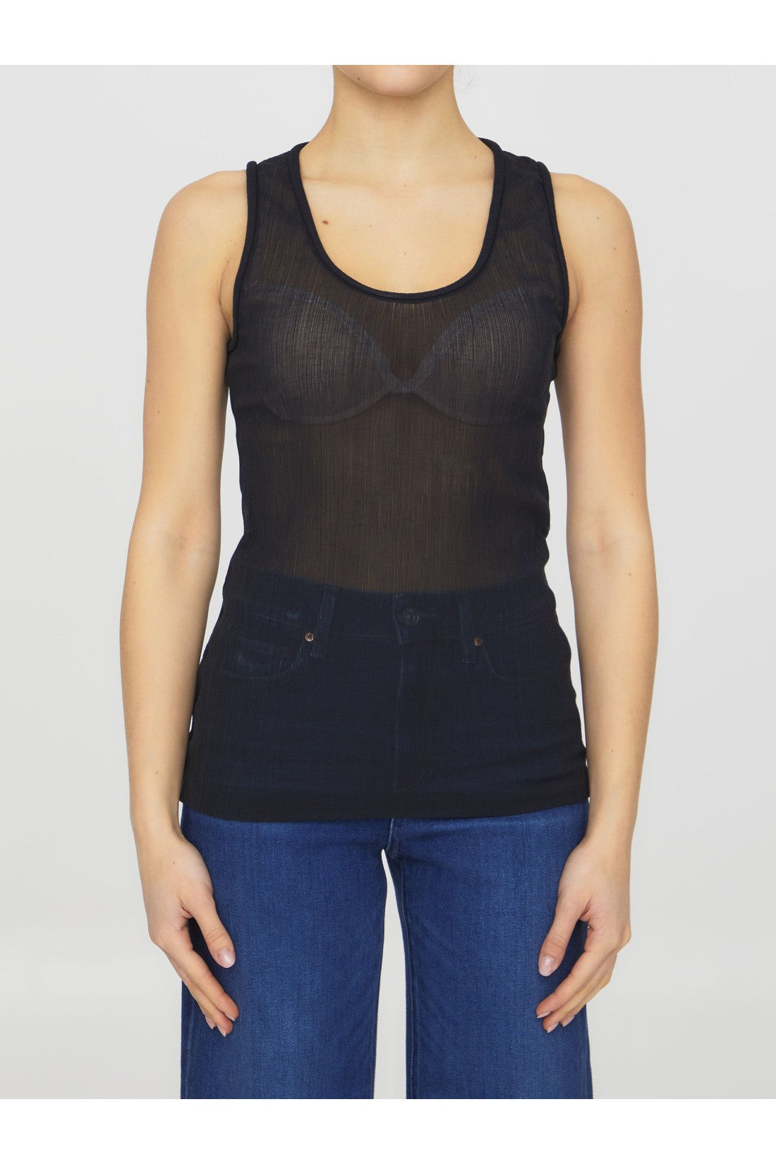 JIL SANDER-OUTLET-SALE-Semi-sheer tank top-ARCHIVIST