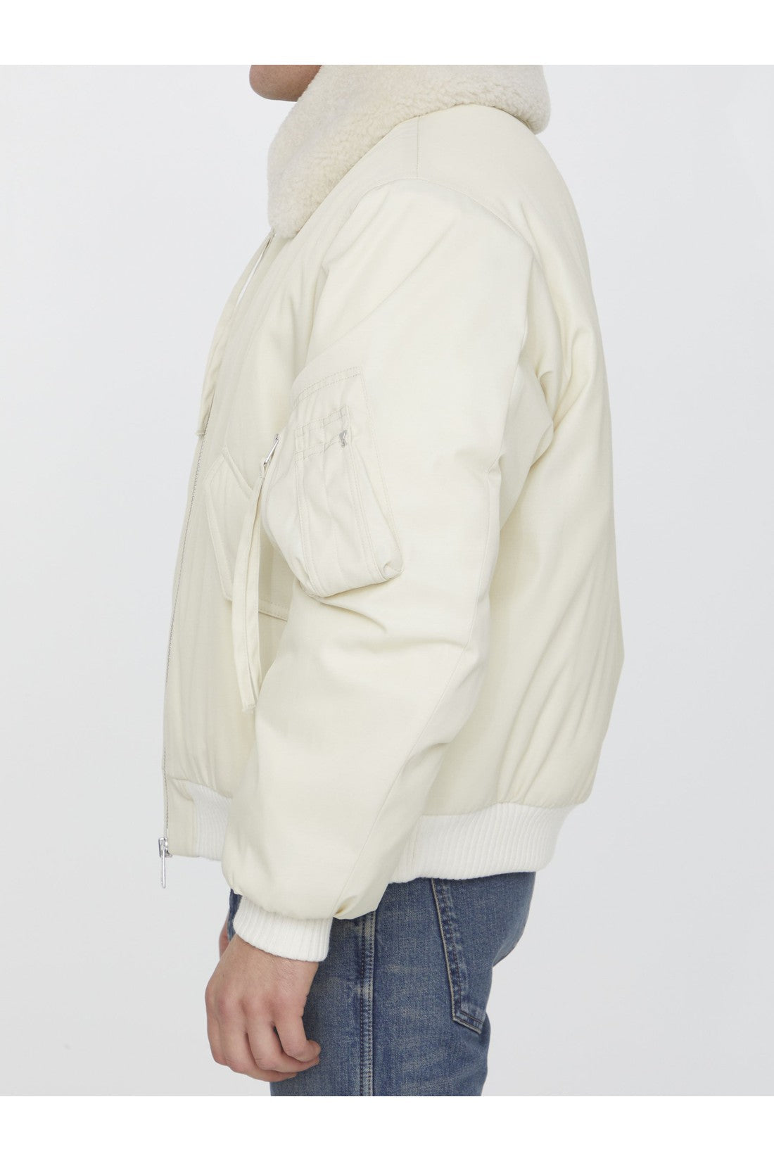 AMI PARIS-OUTLET-SALE-Shearling collar bomber jacket-ARCHIVIST