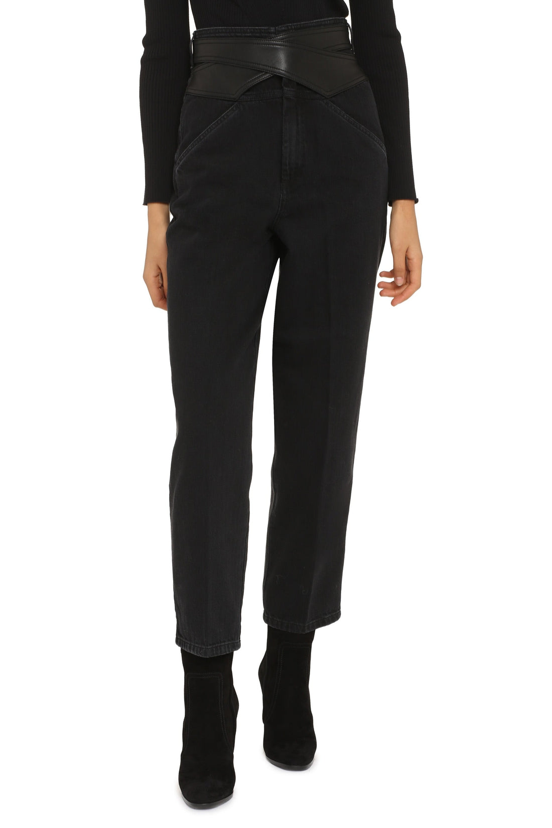 Pinko-OUTLET-SALE-Shelby faux leather detail jeans-ARCHIVIST