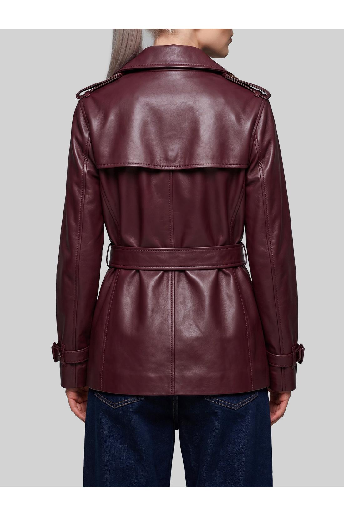 Burberry-OUTLET-SALE-Short Kensington leather trench coat-ARCHIVIST
