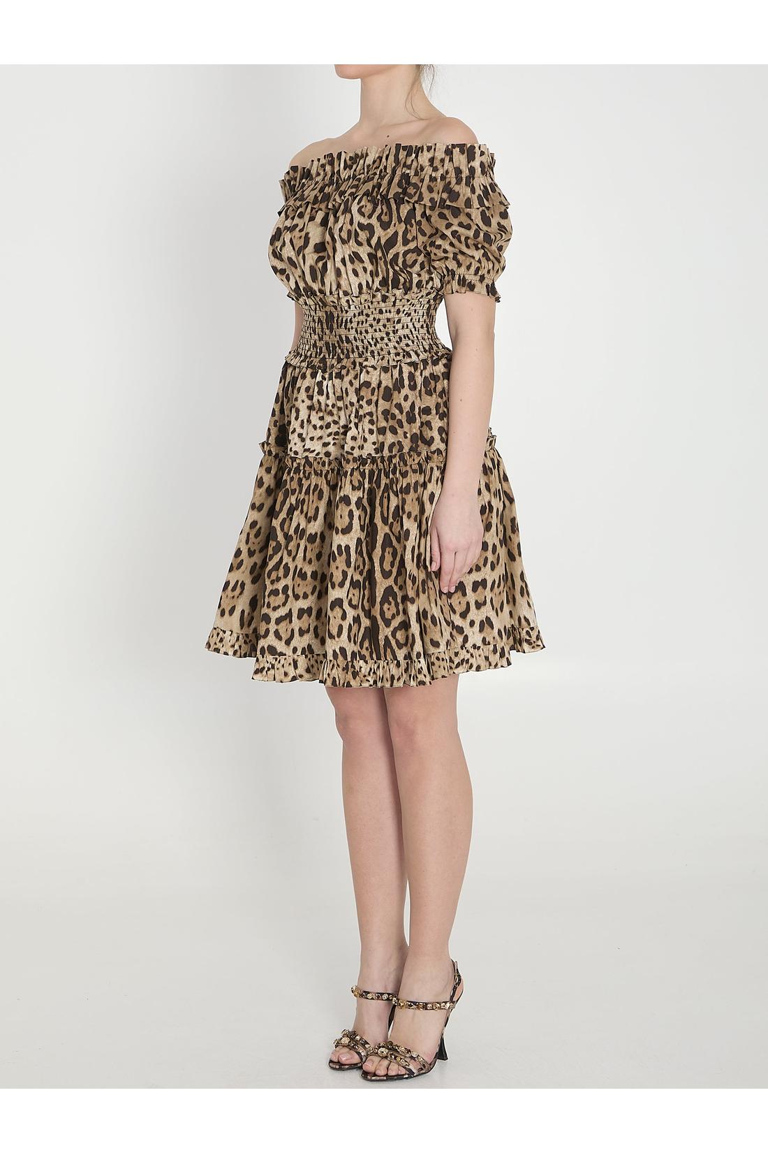 Dolce & Gabbana-OUTLET-SALE-Short leopard print poplin dress-ARCHIVIST