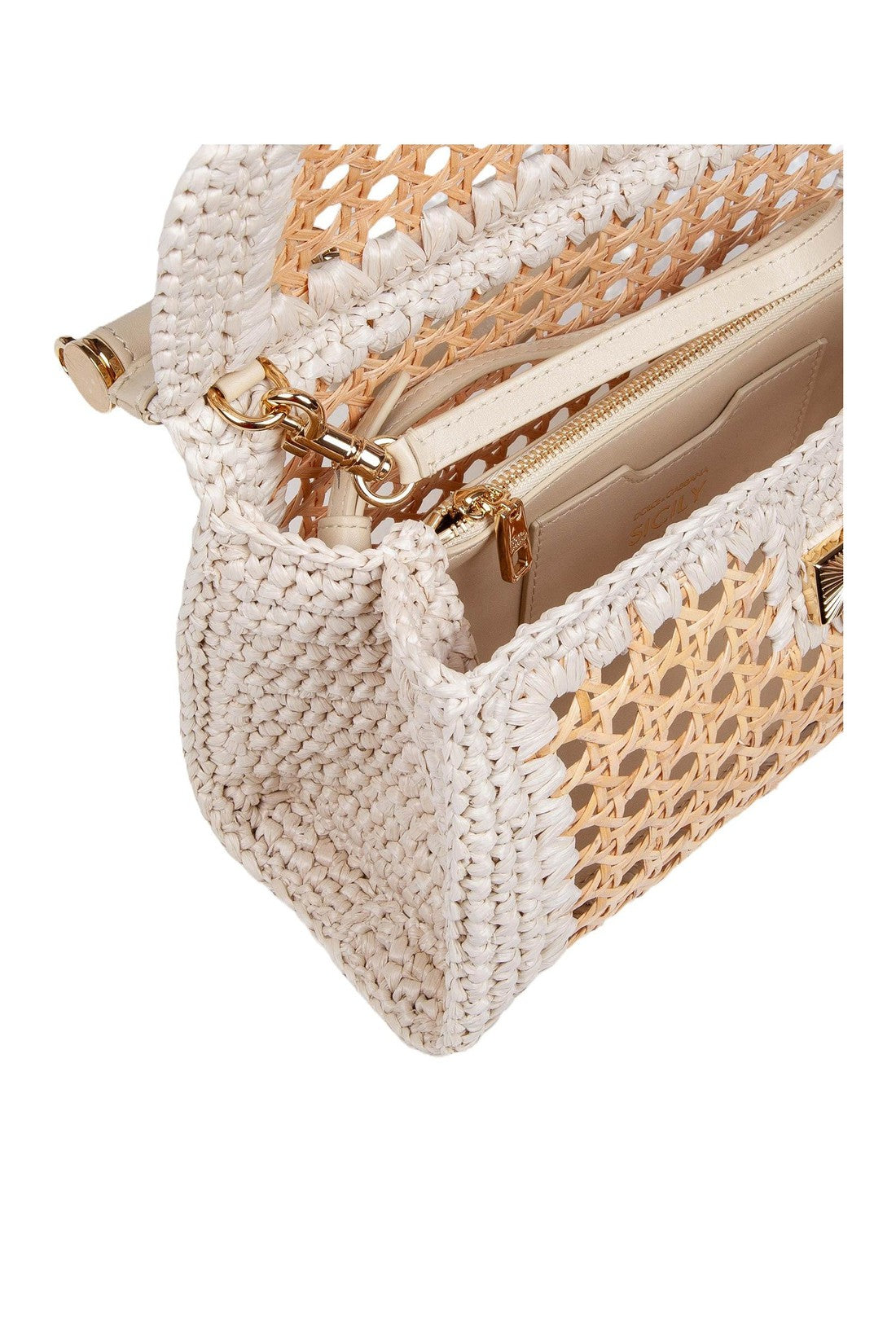 Dolce & Gabbana-OUTLET-SALE-Sicily extended handbag in beige straw-ARCHIVIST