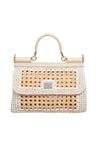 Dolce & Gabbana-OUTLET-SALE-Sicily extended handbag in beige straw-ARCHIVIST