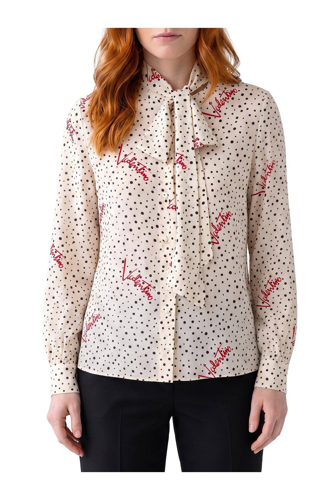Valentino Garavani-OUTLET-SALE-Silk Pludsepois Bubble shirt-ARCHIVIST