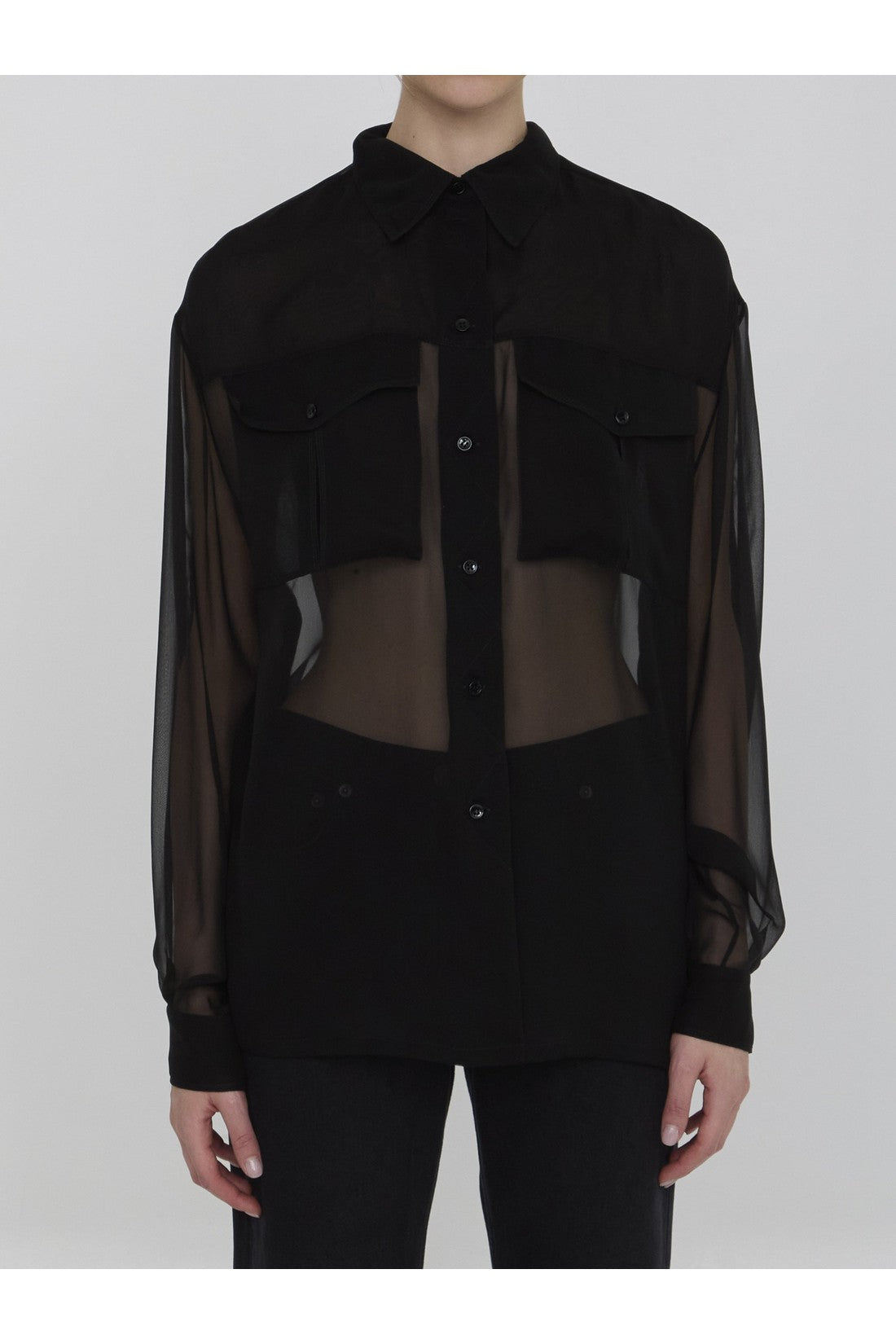 SAINT LAURENT-OUTLET-SALE-Silk crêpe shirt-ARCHIVIST