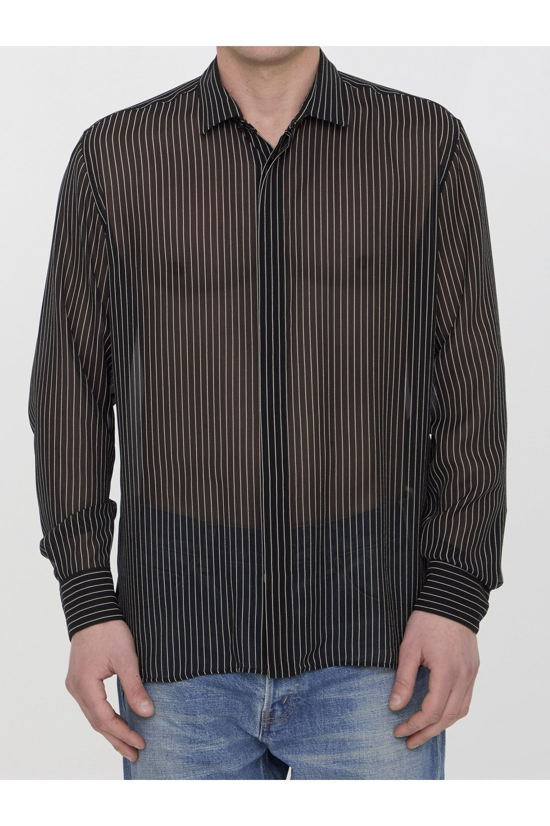 SAINT LAURENT-OUTLET-SALE-Silk georgette shirt-ARCHIVIST