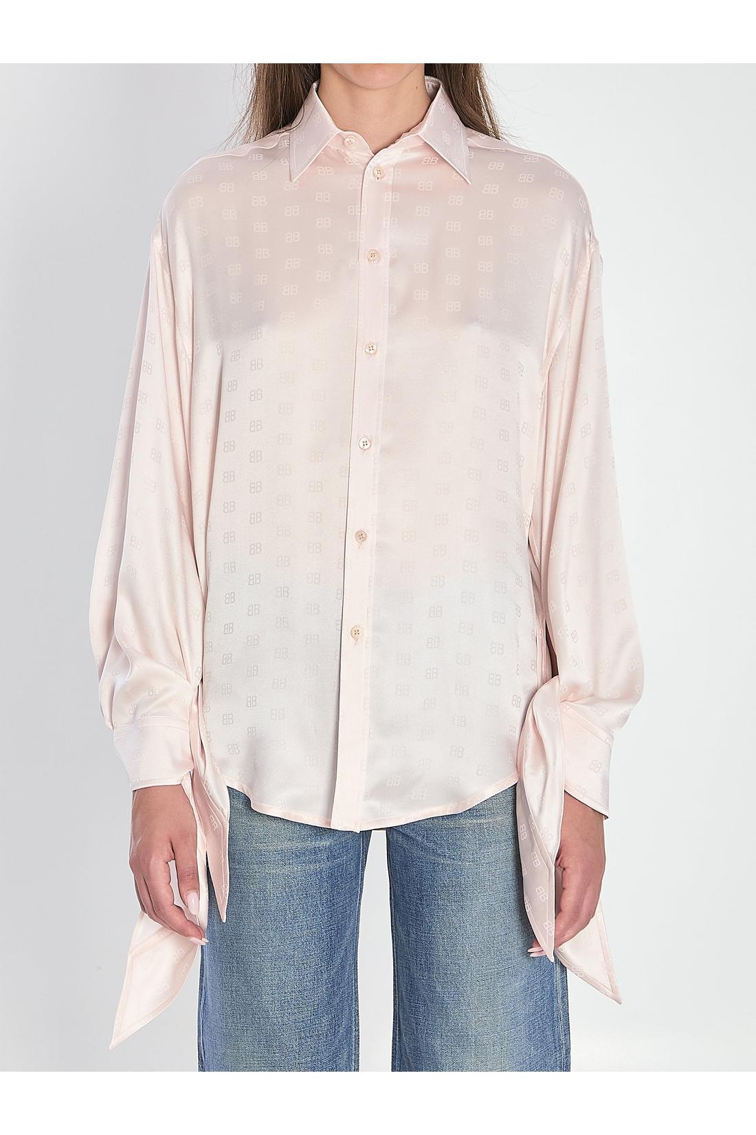 Balenciaga-OUTLET-SALE-Silk shirt with knotted cuffs-ARCHIVIST