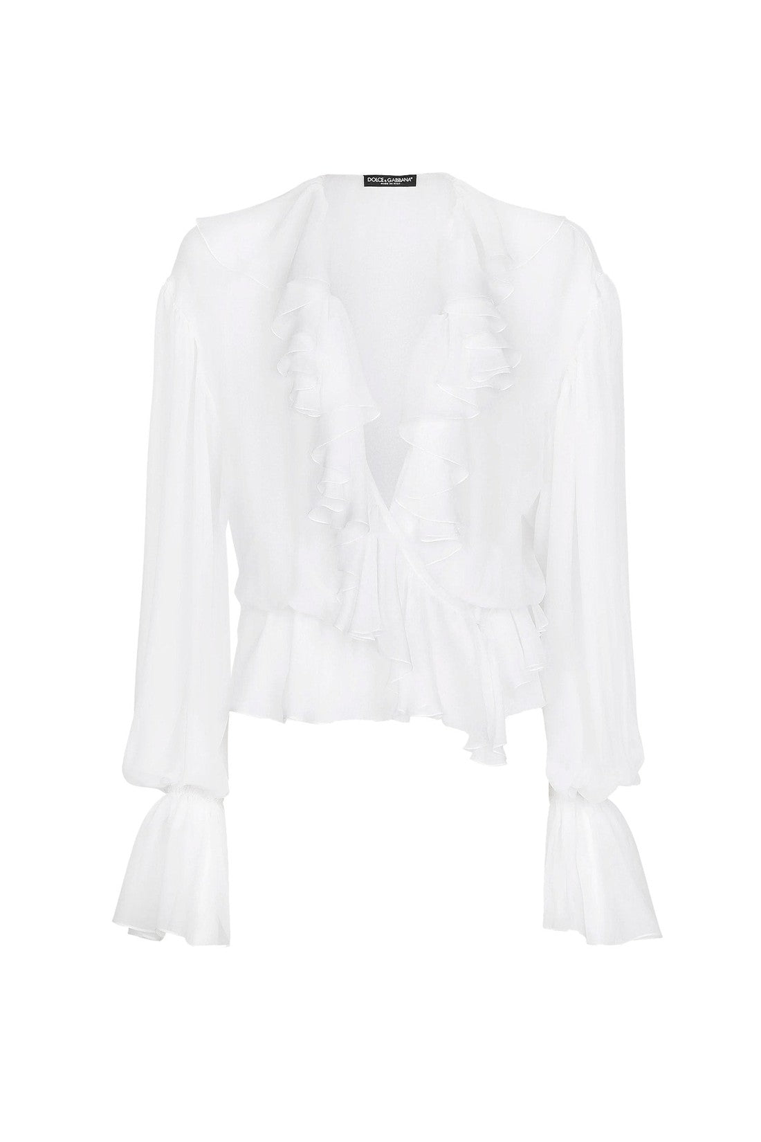 DOLCE & GABBANA-OUTLET-SALE-Silk shirt with rouches-ARCHIVIST