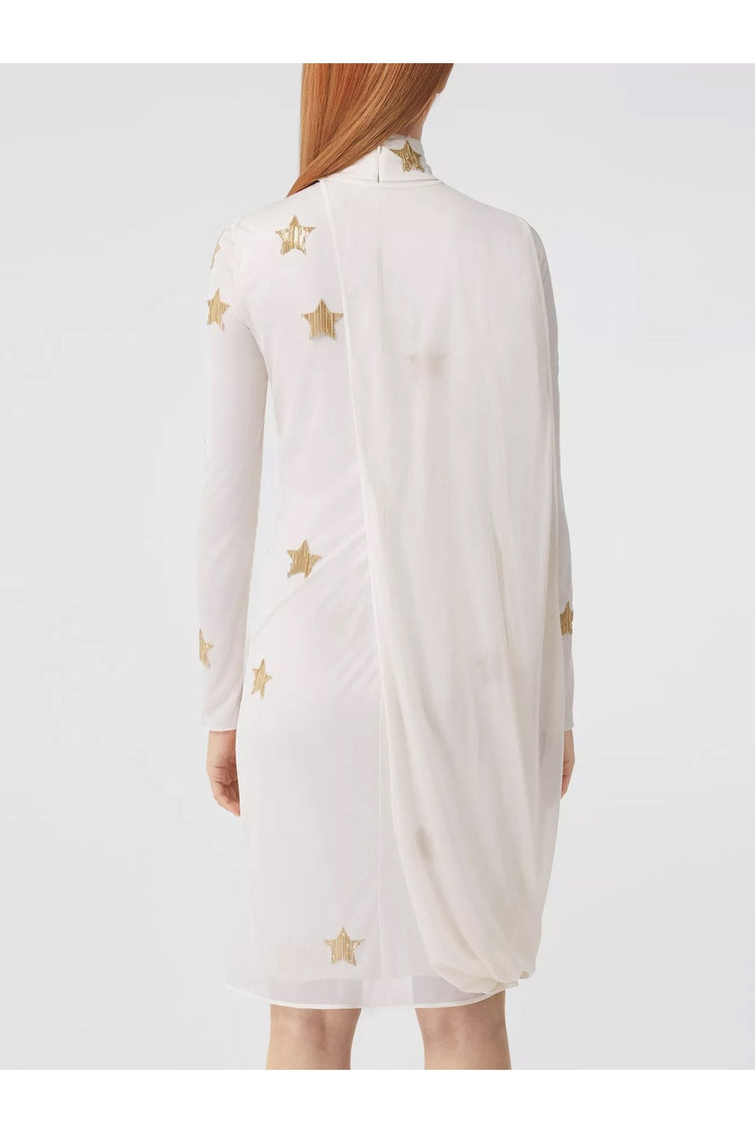 BURBERRY-OUTLET-SALE-Silk viscose dress with gold stars-ARCHIVIST