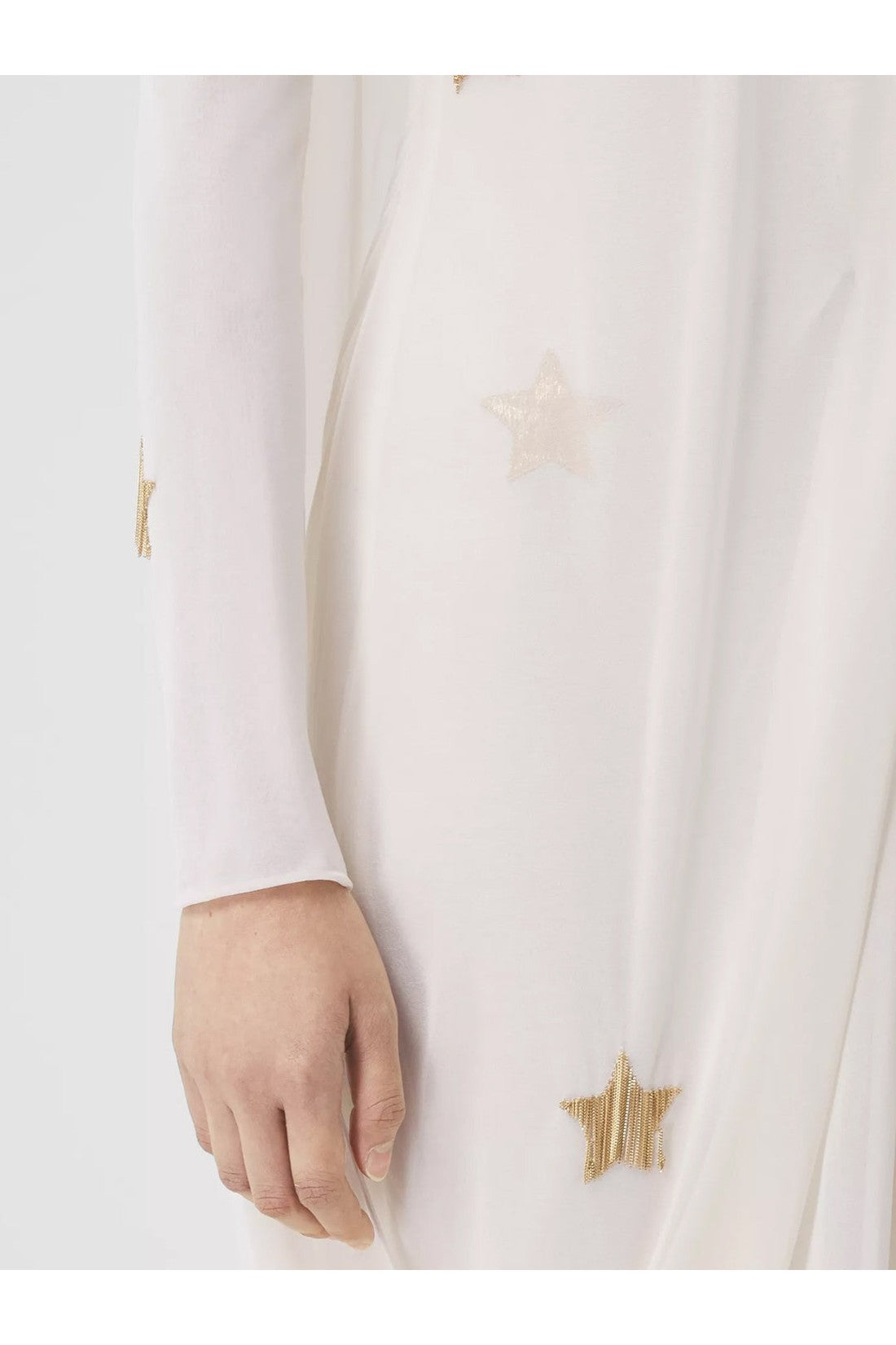 BURBERRY-OUTLET-SALE-Silk viscose dress with gold stars-ARCHIVIST