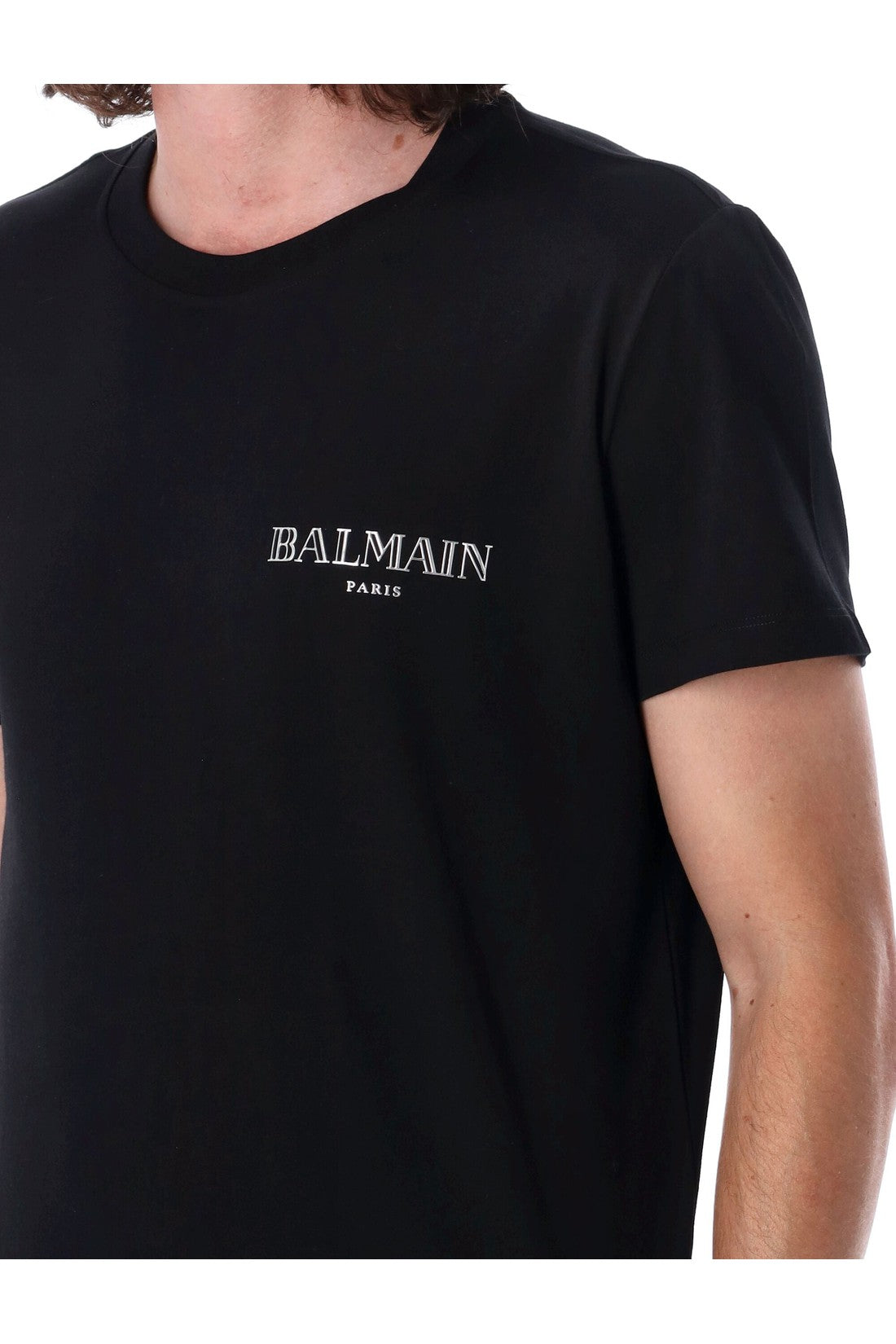 BALMAIN-OUTLET-SALE-Silver small logo t-shirt-ARCHIVIST