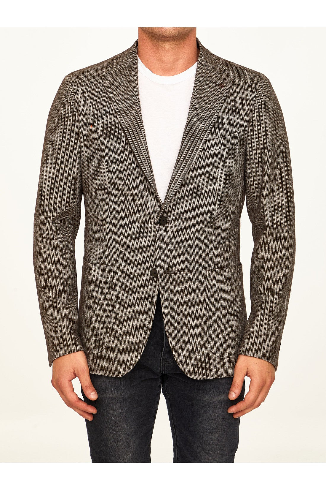 TAGLIATORE-OUTLET-SALE-Single-breasted herringbone jacket-ARCHIVIST