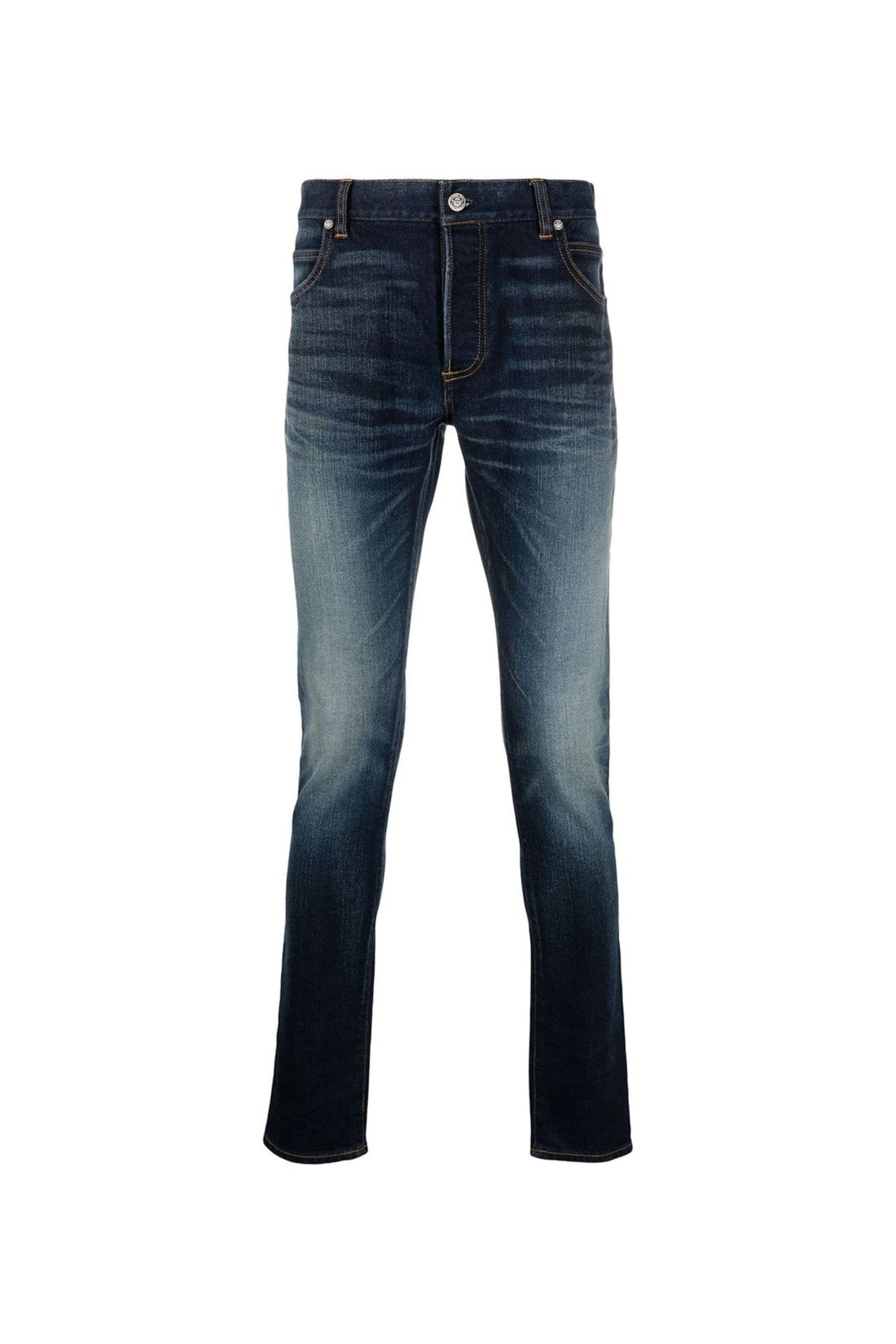 Balmain-OUTLET-SALE-Slim Fit B Logo Faded Jeans-ARCHIVIST